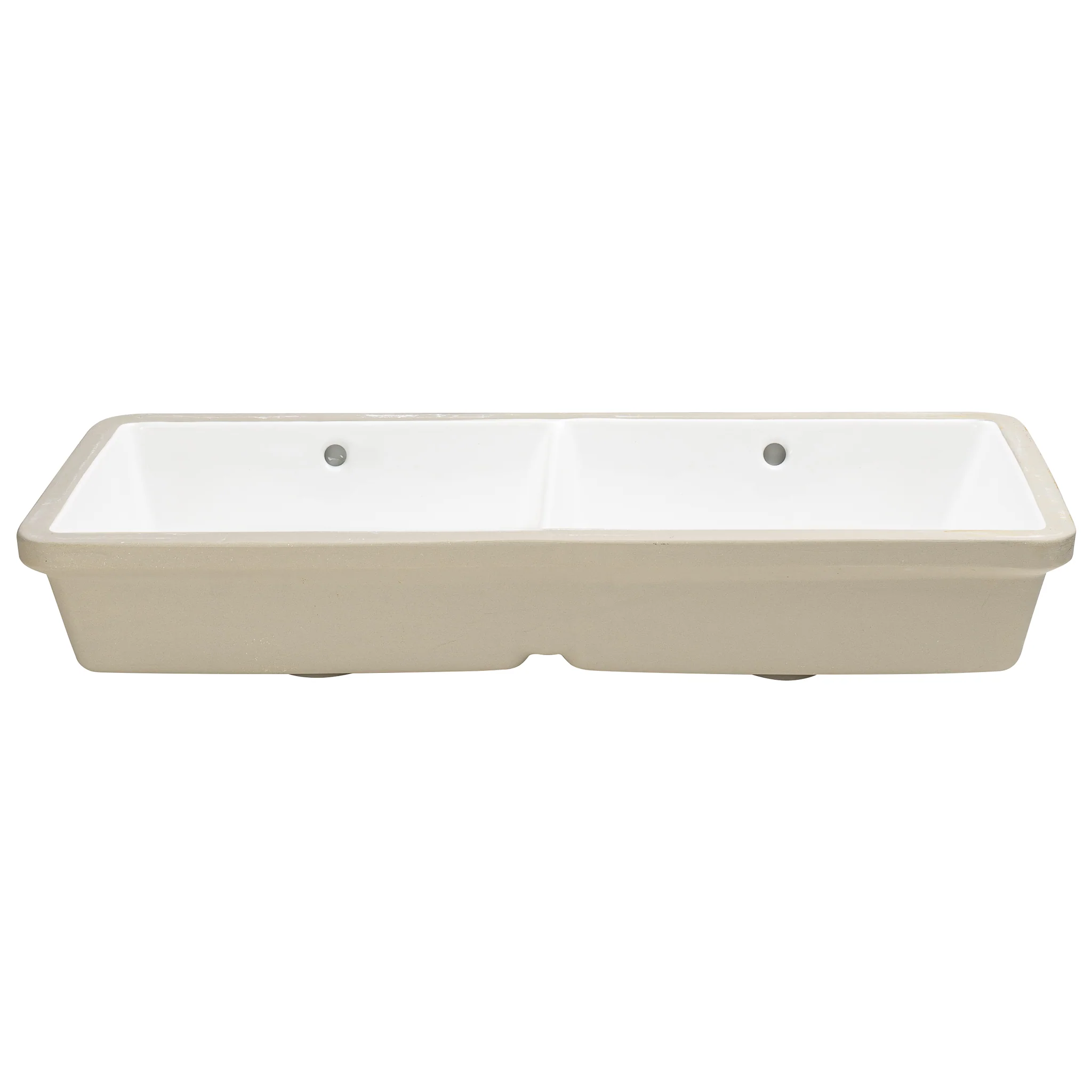 Retti Rectangular 880mm x 390mm Under-Counter Basin with Double Sink and Overflow, Gloss White - Image 7