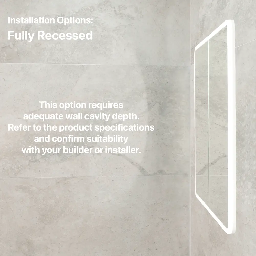 Retti Rectangular 900mm x 750mm Frontlit LED Mirrored Shaving Cabinet, Matte White - Image 16