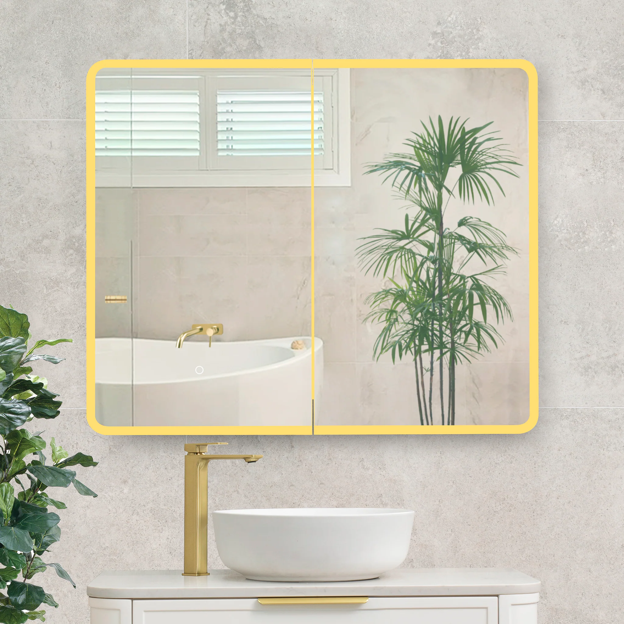 Retti Rectangular 900mm x 750mm Frontlit LED Mirrored Shaving Cabinet, Matte White - Image 8
