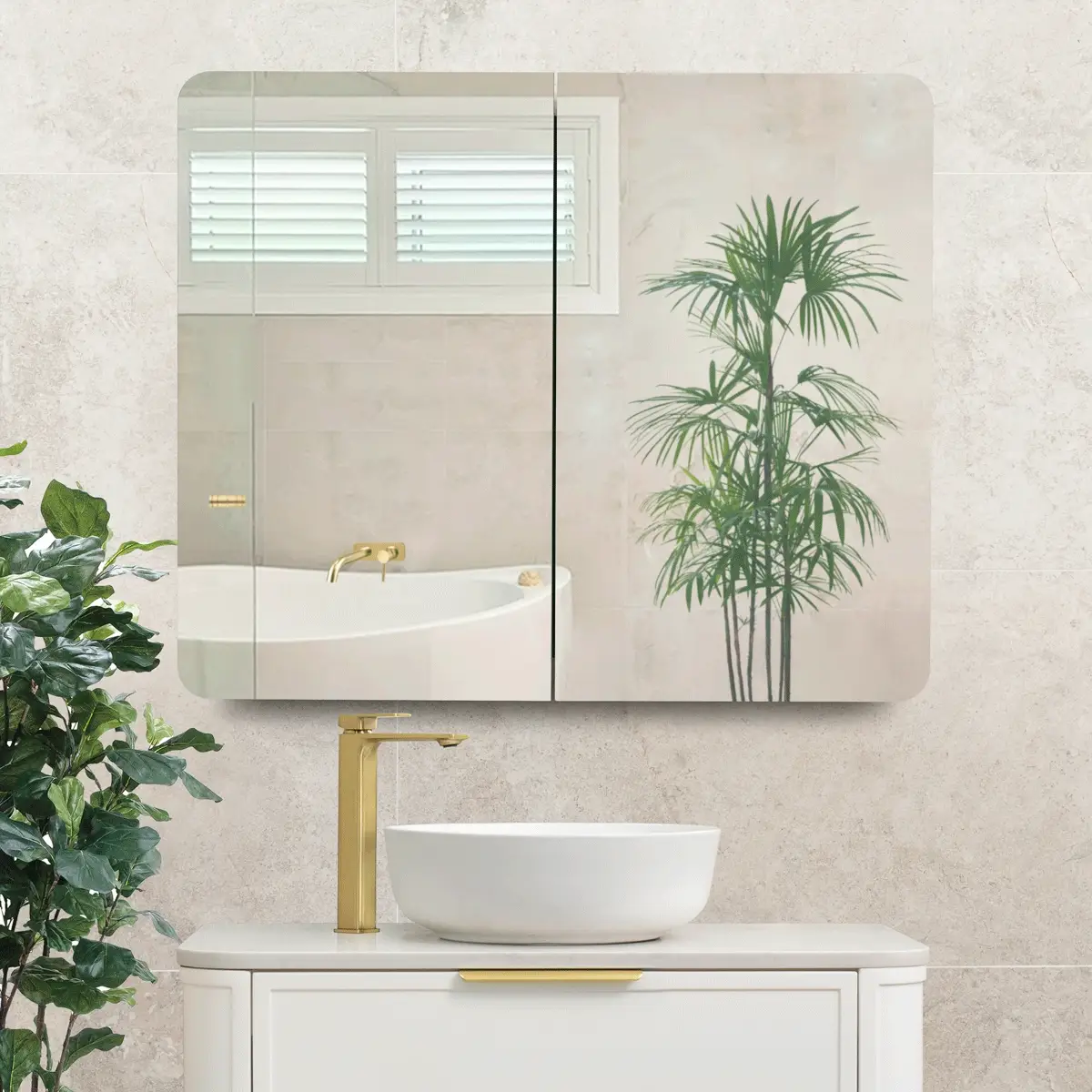 Retti Rectangular 900mm x 750mm Mirrored Shaving Cabinet, Matte White