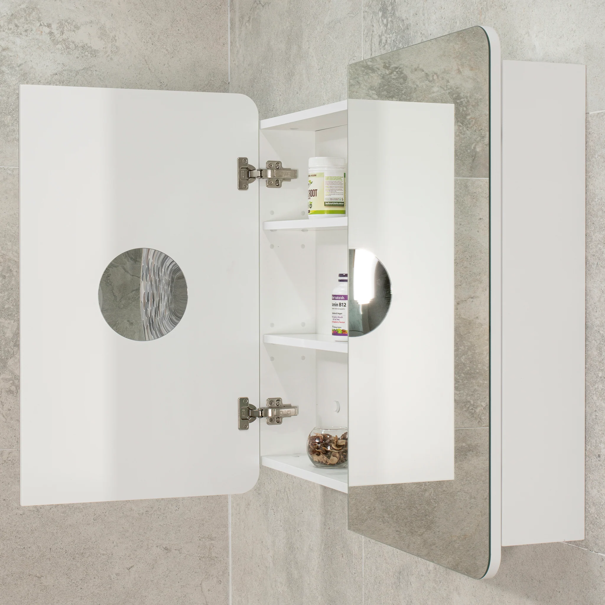 Retti Rectangular 900mm x 750mm Mirrored Shaving Cabinet, Matte White - Image 7