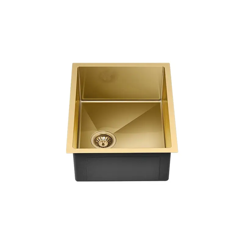 Retto 550mm x 450mm x 230mm Stainless Steel Sink | Brushed Brass (gold) | - Image 2