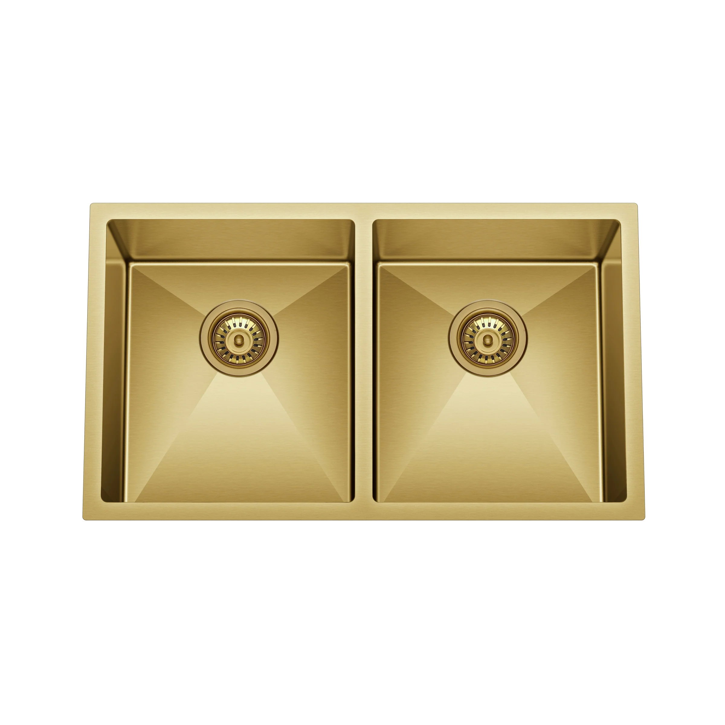 Retto 770mm x 450mm x 230mm Stainless Steel Double Sink | Brushed Brass (gold) | - Image 3