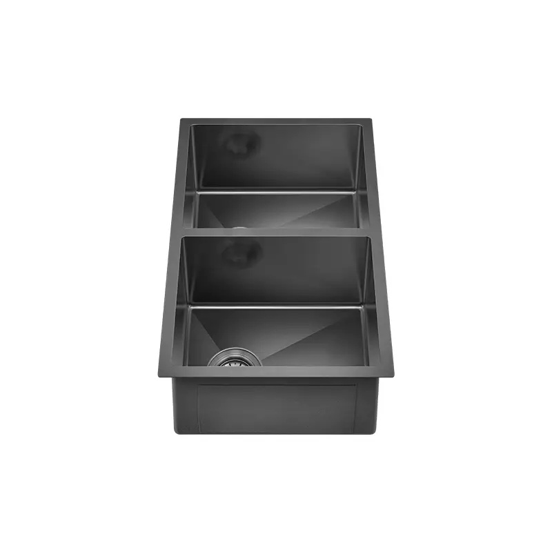 Retto 770mm x 450mm x 230mm Stainless Steel Double Sink | Brushed Gun Metal (black) | - Image 2