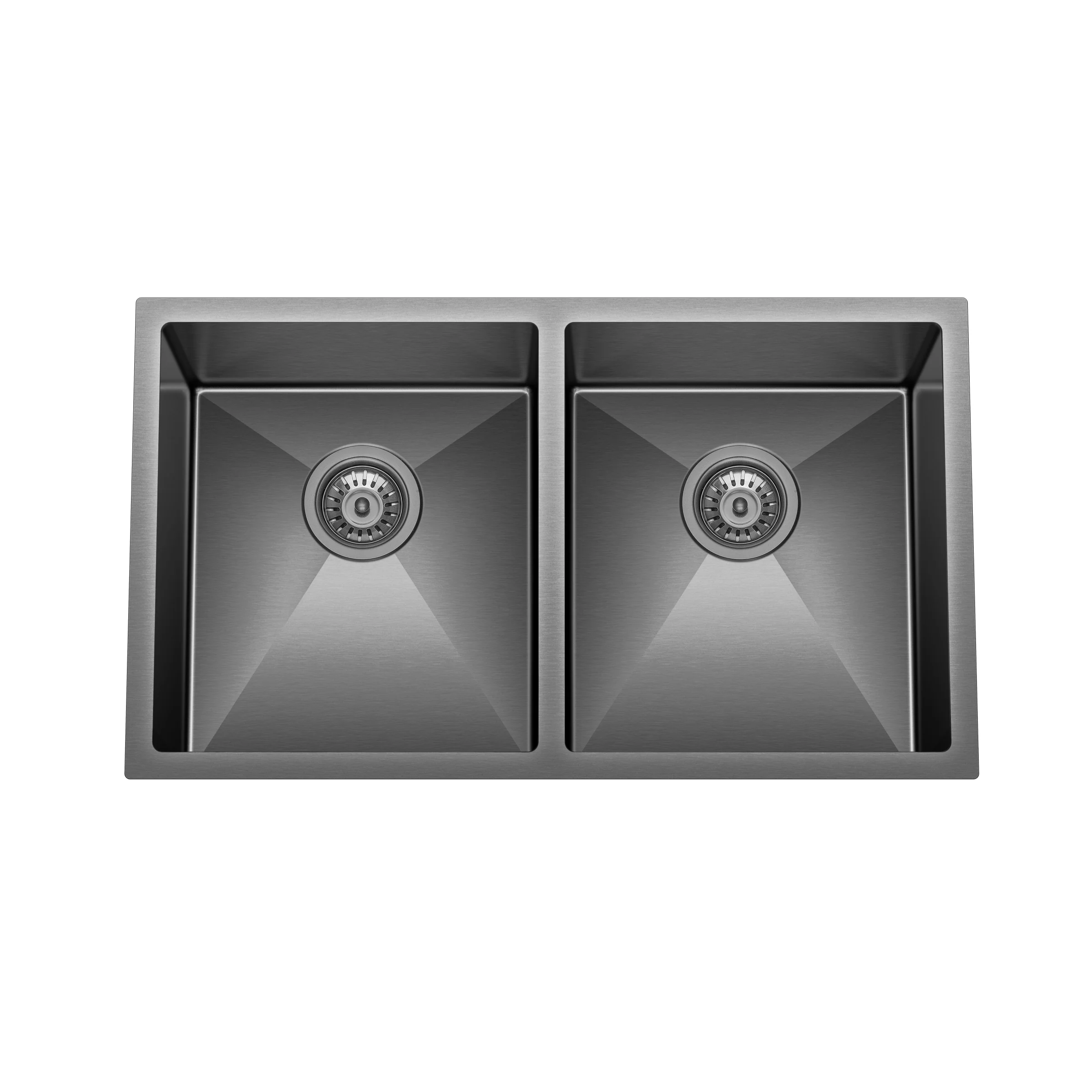 Retto 770mm x 450mm x 230mm Stainless Steel Double Sink | Brushed Gun Metal (black) | - Image 3
