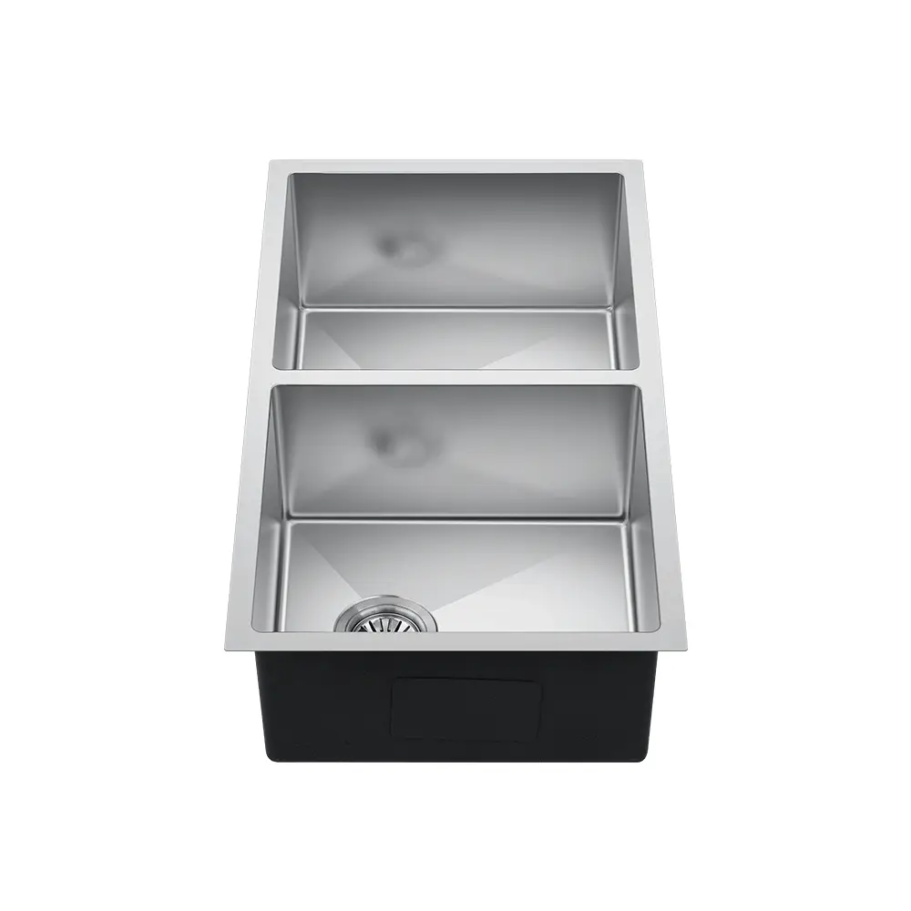 Retto 770mm x 450mm x 230mm Stainless Steel Double Sink | Brushed Nickel | - Image 2