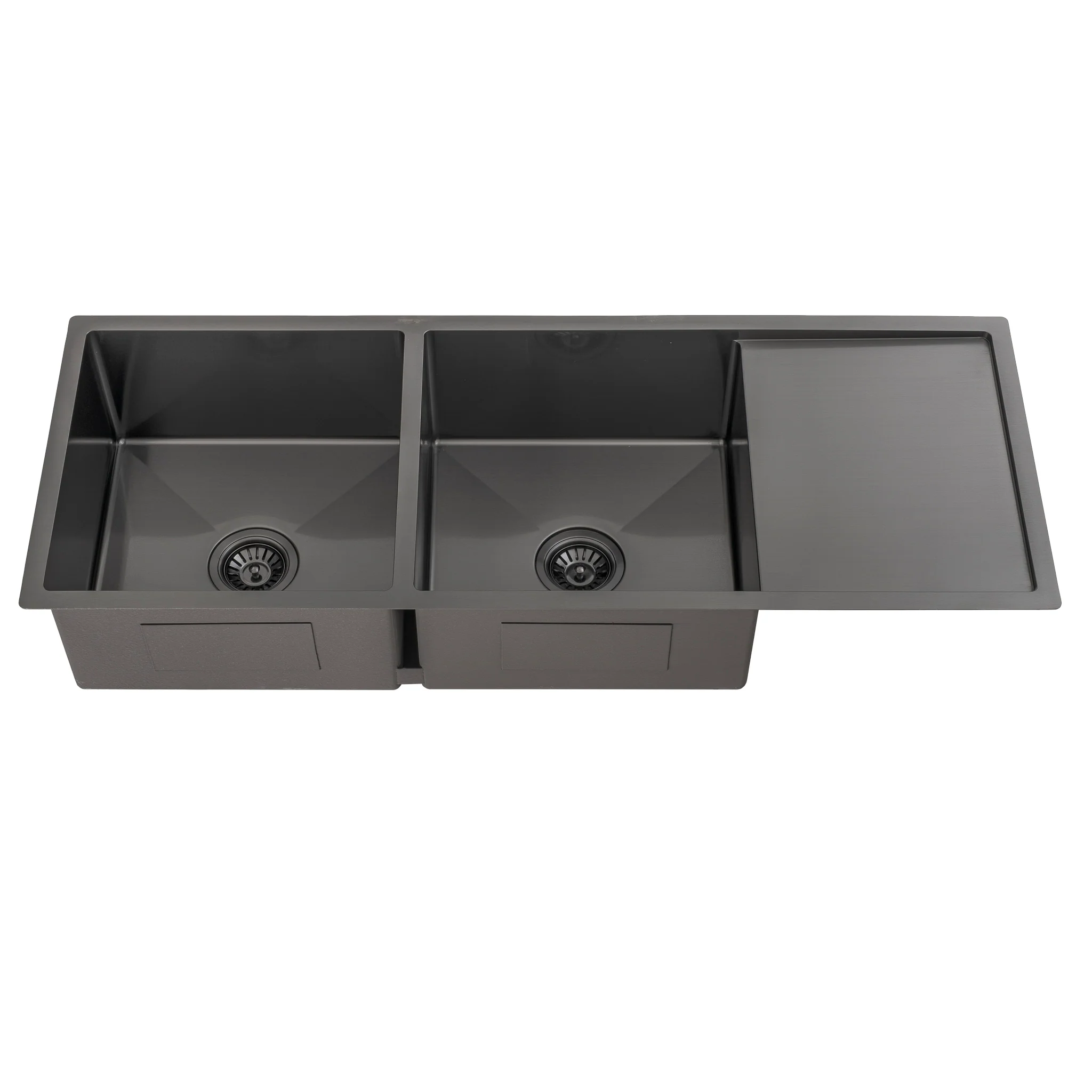 Retto II 1190mm x 450mm x 230mm Stainless Steel Double Sink with Drainer, Brushed Gunmetal Black - Image 5