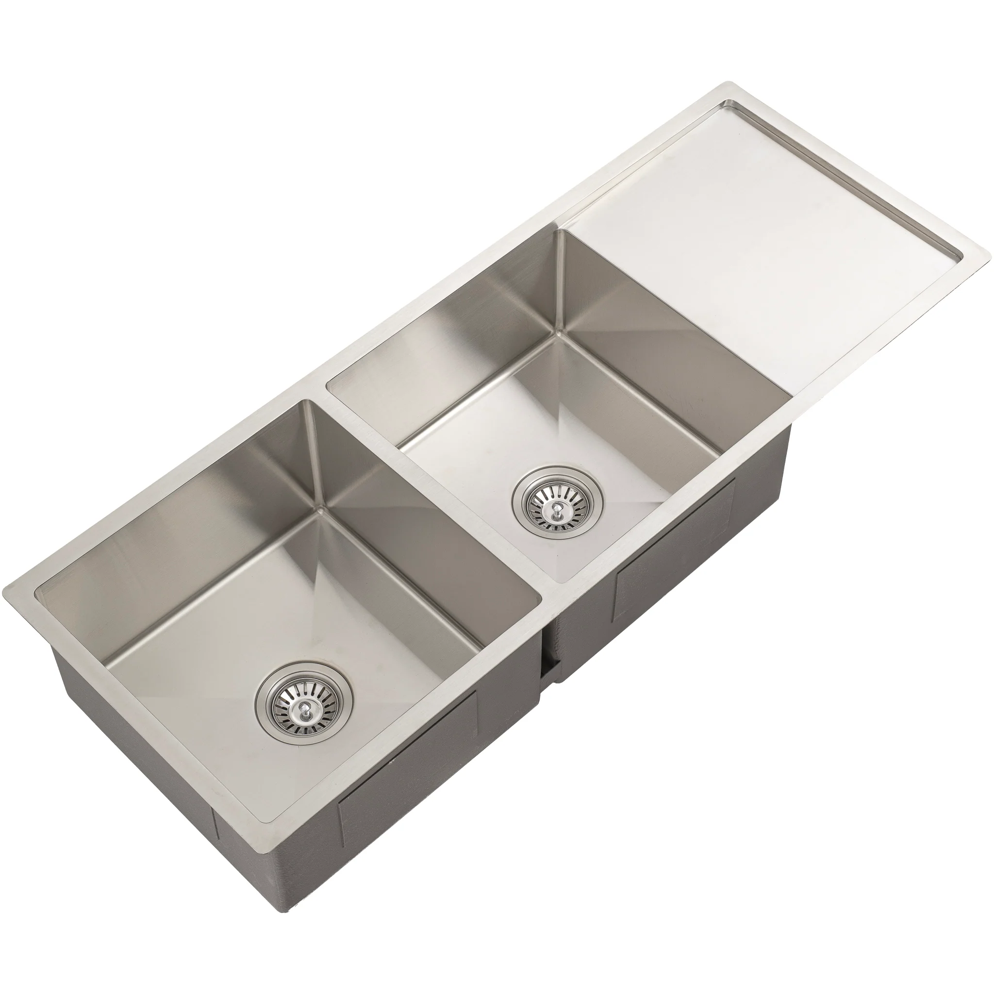 Retto II 1190mm x 450mm x 230mm Stainless Steel Double Sink with Drainer, Brushed SS Nickel - Image 4