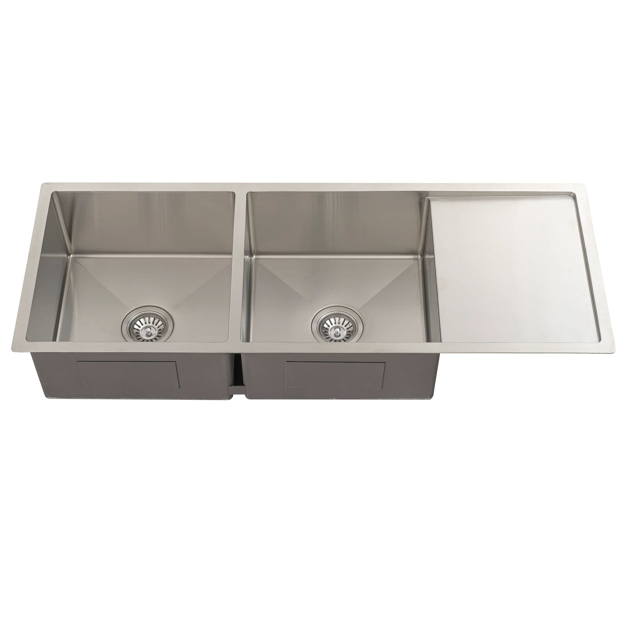 Retto II 1190mm x 450mm x 230mm Stainless Steel Double Sink with Drainer, Brushed SS Nickel - Image 5
