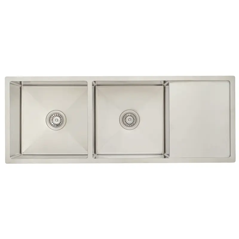 Retto II 1190mm x 450mm x 230mm Stainless Steel Double Sink with Drainer, Brushed SS Nickel - Image 7