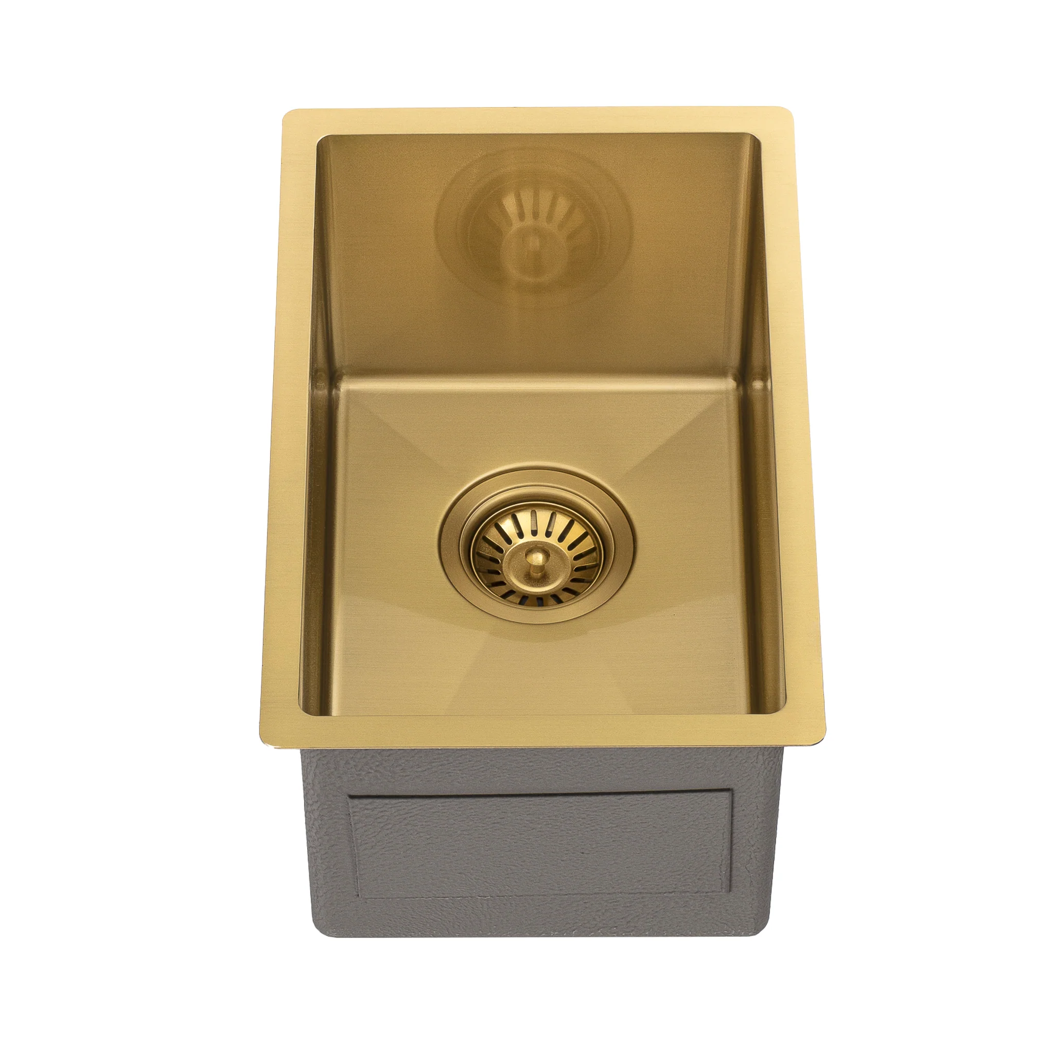 Retto II 290mm x 440mm x 230mm Small Stainless Steel Sink, Brushed Brass Gold - Image 5