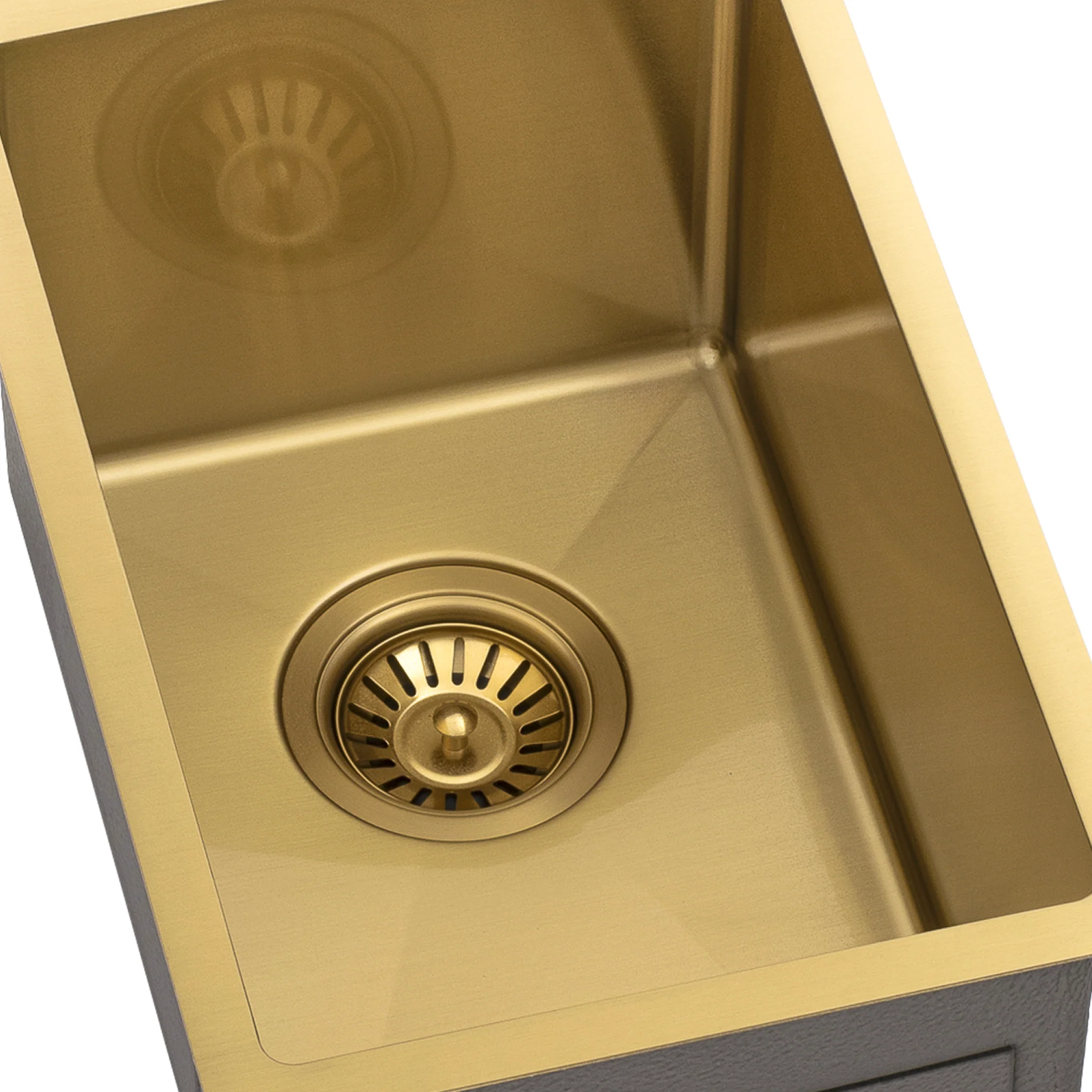 Retto II 290mm x 440mm x 230mm Small Stainless Steel Sink, Brushed Brass Gold - Image 6