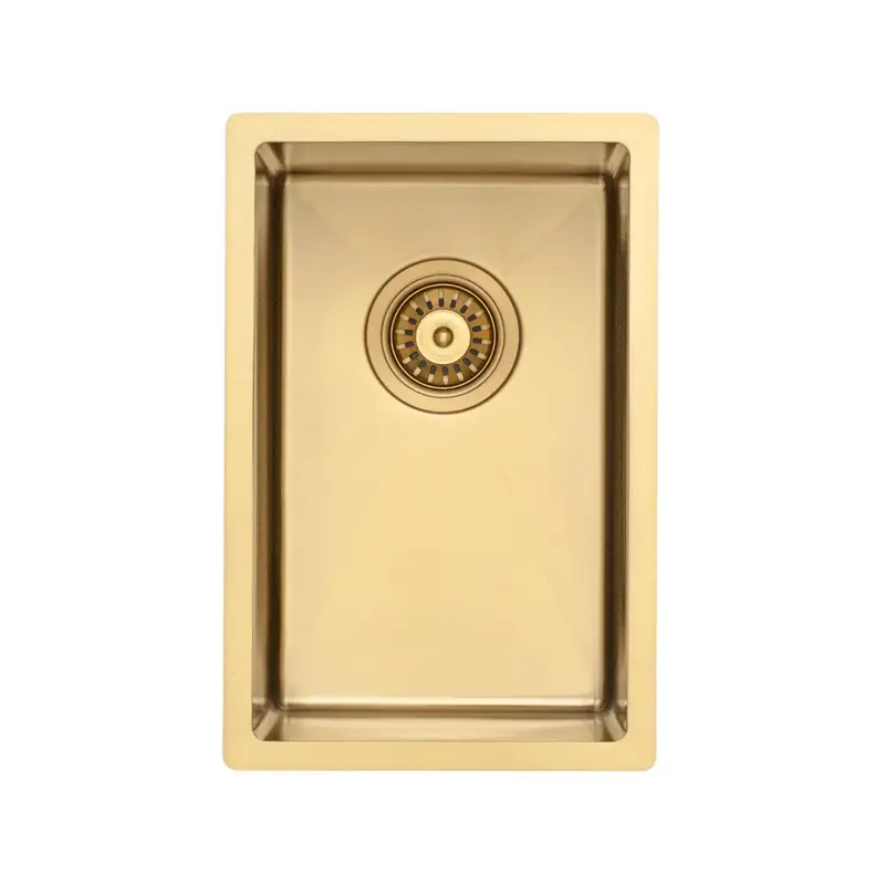 Retto II 290mm x 440mm x 230mm Small Stainless Steel Sink, Brushed Brass Gold - Image 7