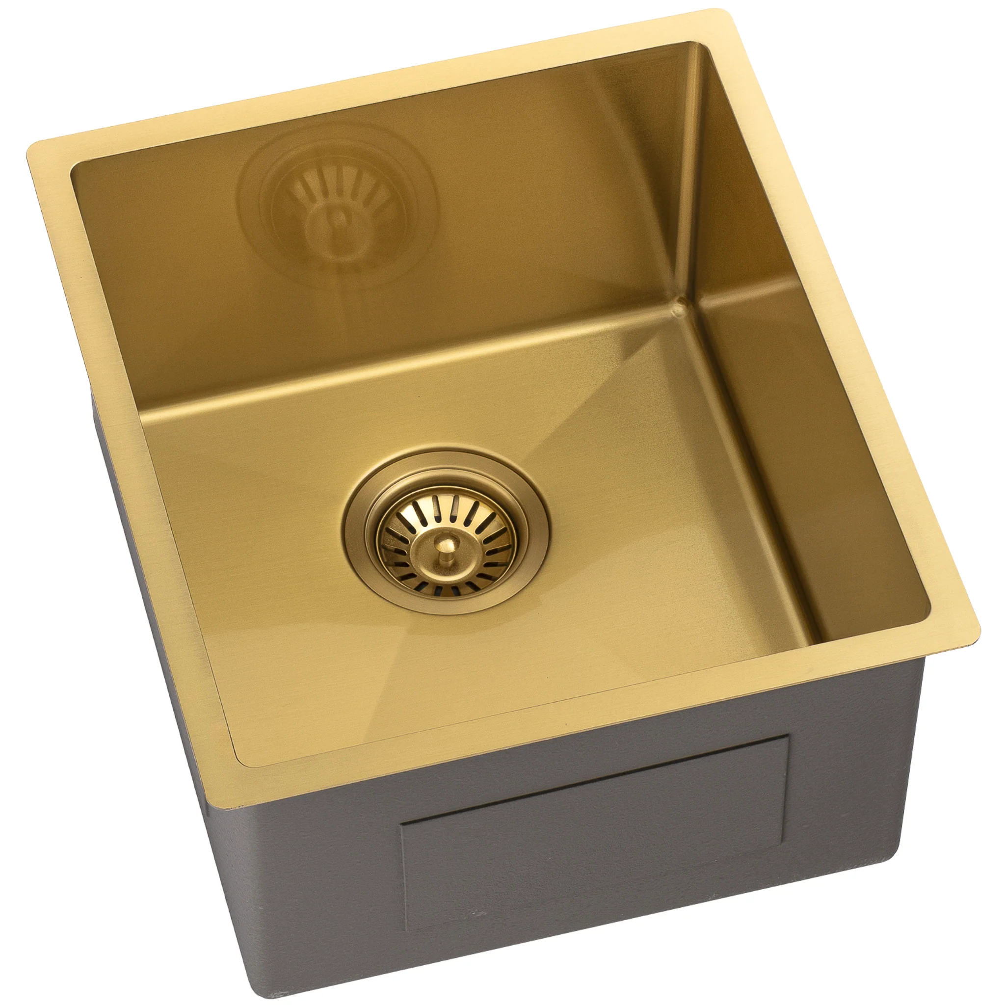 Retto II 390mm x 440mm x 230mm Stainless Steel Sink, Brushed Brass Gold - Image 4