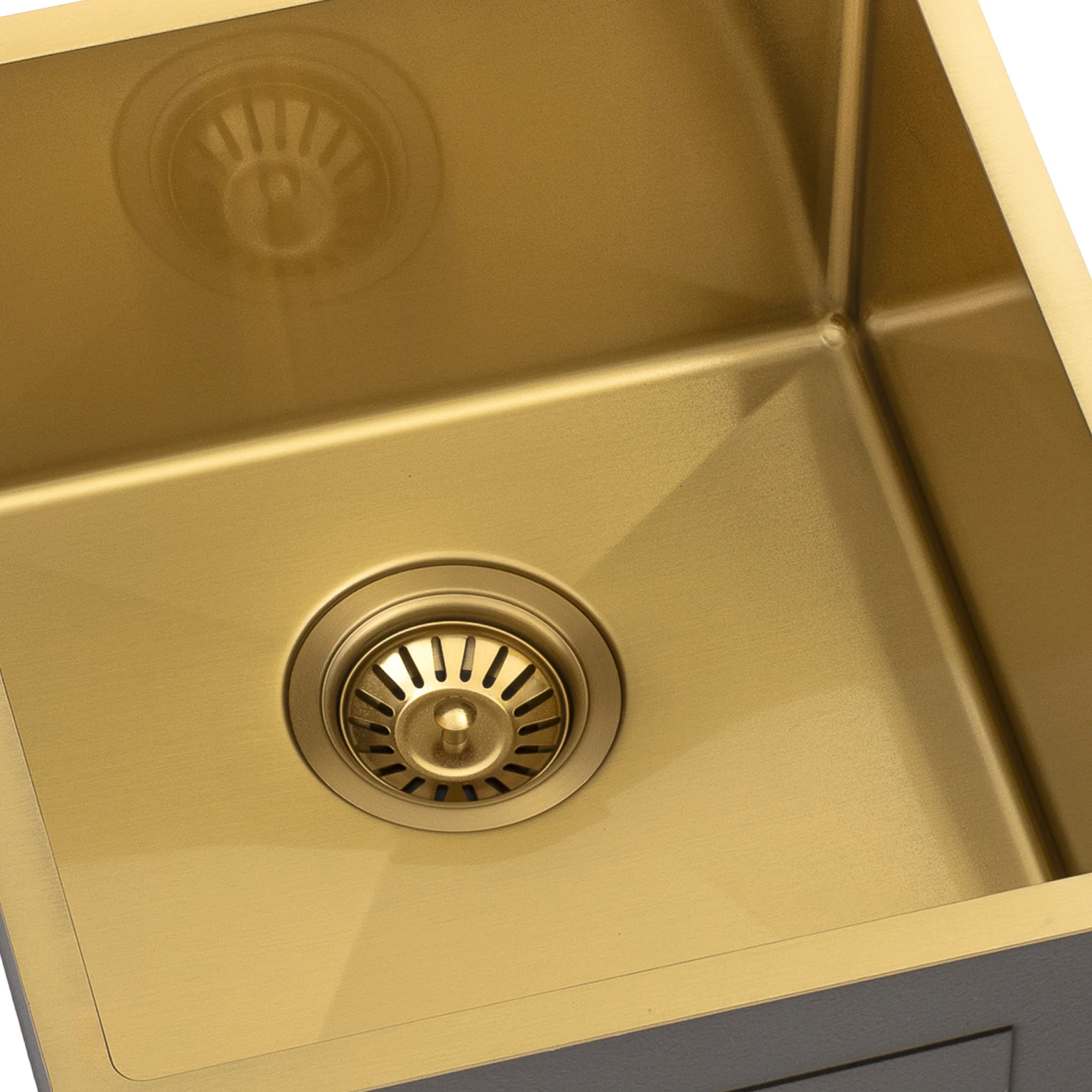 Retto II 390mm x 440mm x 230mm Stainless Steel Sink, Brushed Brass Gold - Image 6