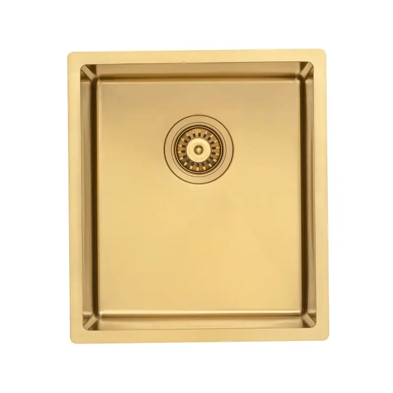 Retto II 390mm x 440mm x 230mm Stainless Steel Sink, Brushed Brass Gold - Image 7