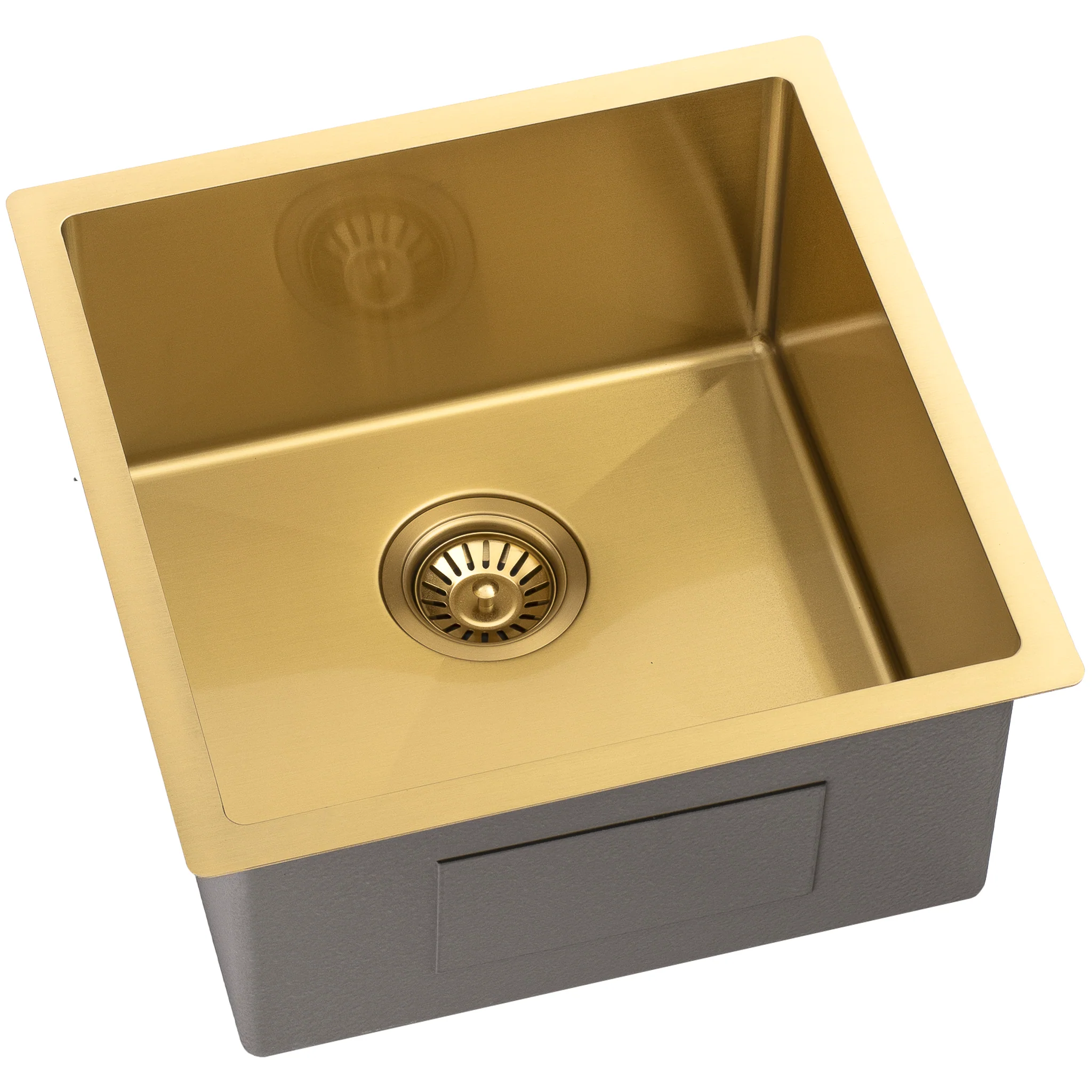 Retto II 450mm x 450mm x 230mm Stainless Steel Sink, Brushed Brass Gold - Image 4