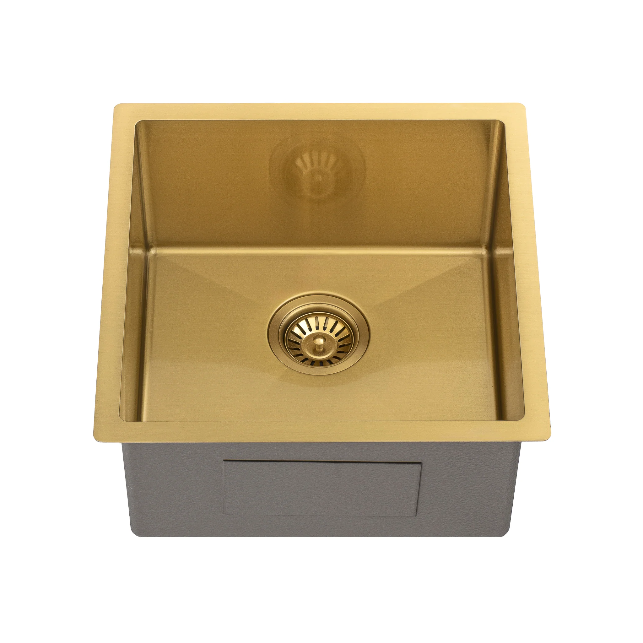 Retto II 450mm x 450mm x 230mm Stainless Steel Sink, Brushed Brass Gold - Image 5