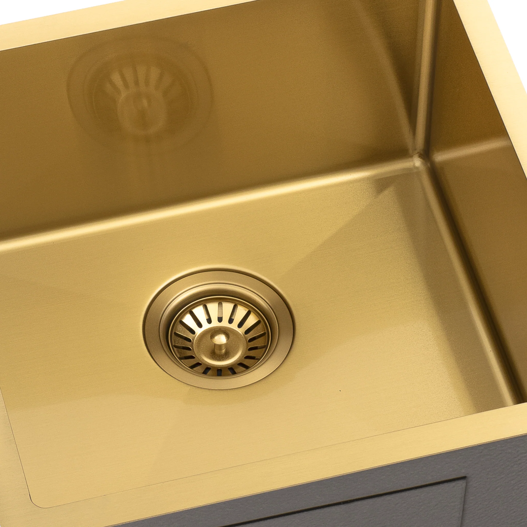 Retto II 450mm x 450mm x 230mm Stainless Steel Sink, Brushed Brass Gold - Image 6