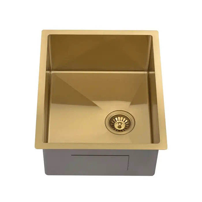 Retto II 550mm x 450mm x 230mm Stainless Steel Sink, Brushed Brass Gold - Image 3