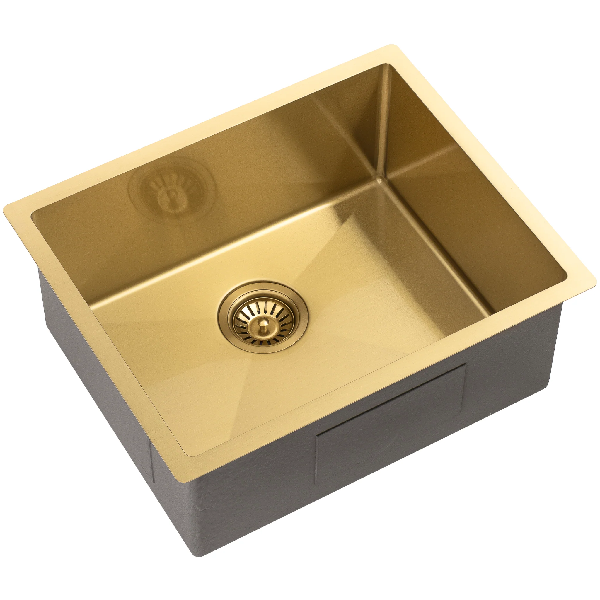 Retto II 550mm x 450mm x 230mm Stainless Steel Sink, Brushed Brass Gold - Image 4