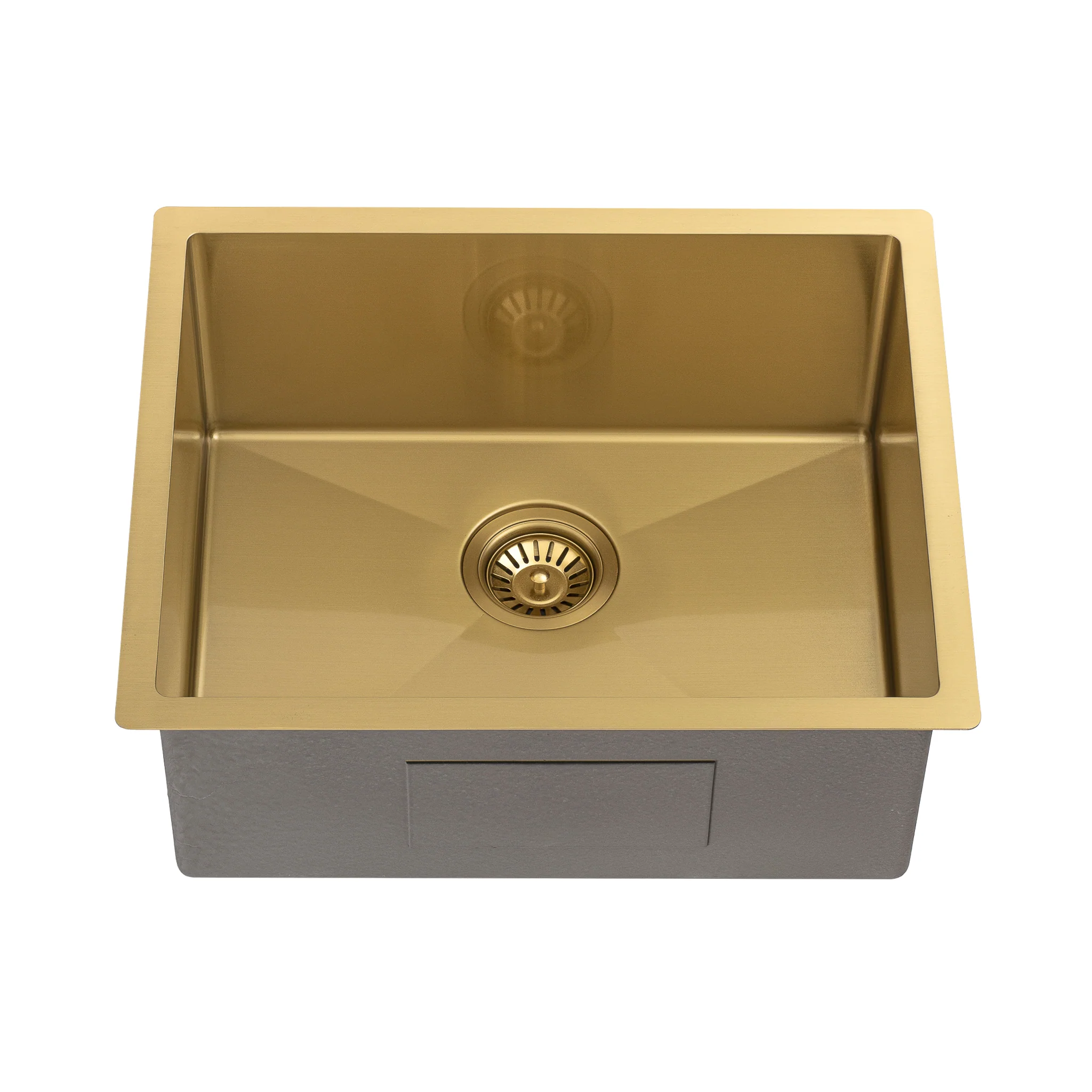 Retto II 550mm x 450mm x 230mm Stainless Steel Sink, Brushed Brass Gold - Image 5
