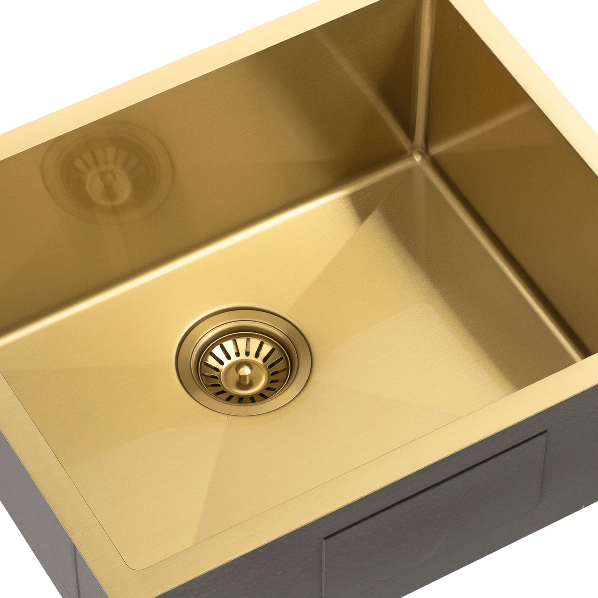 Retto II 550mm x 450mm x 230mm Stainless Steel Sink, Brushed Brass Gold - Image 6