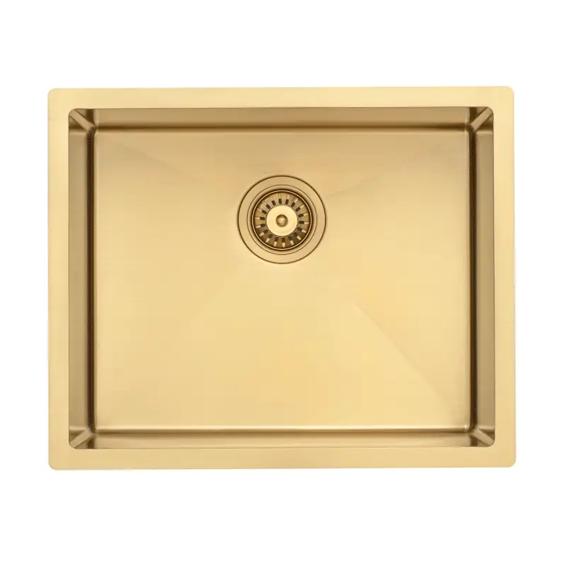 Retto II 550mm x 450mm x 230mm Stainless Steel Sink, Brushed Brass Gold - Image 7