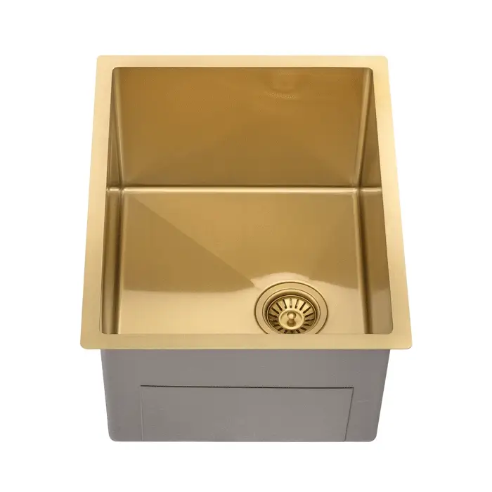 Retto II 550mm x 450mm x 300mm Extra Height Stainless Steel Sink, Brushed Brass Gold - Image 3