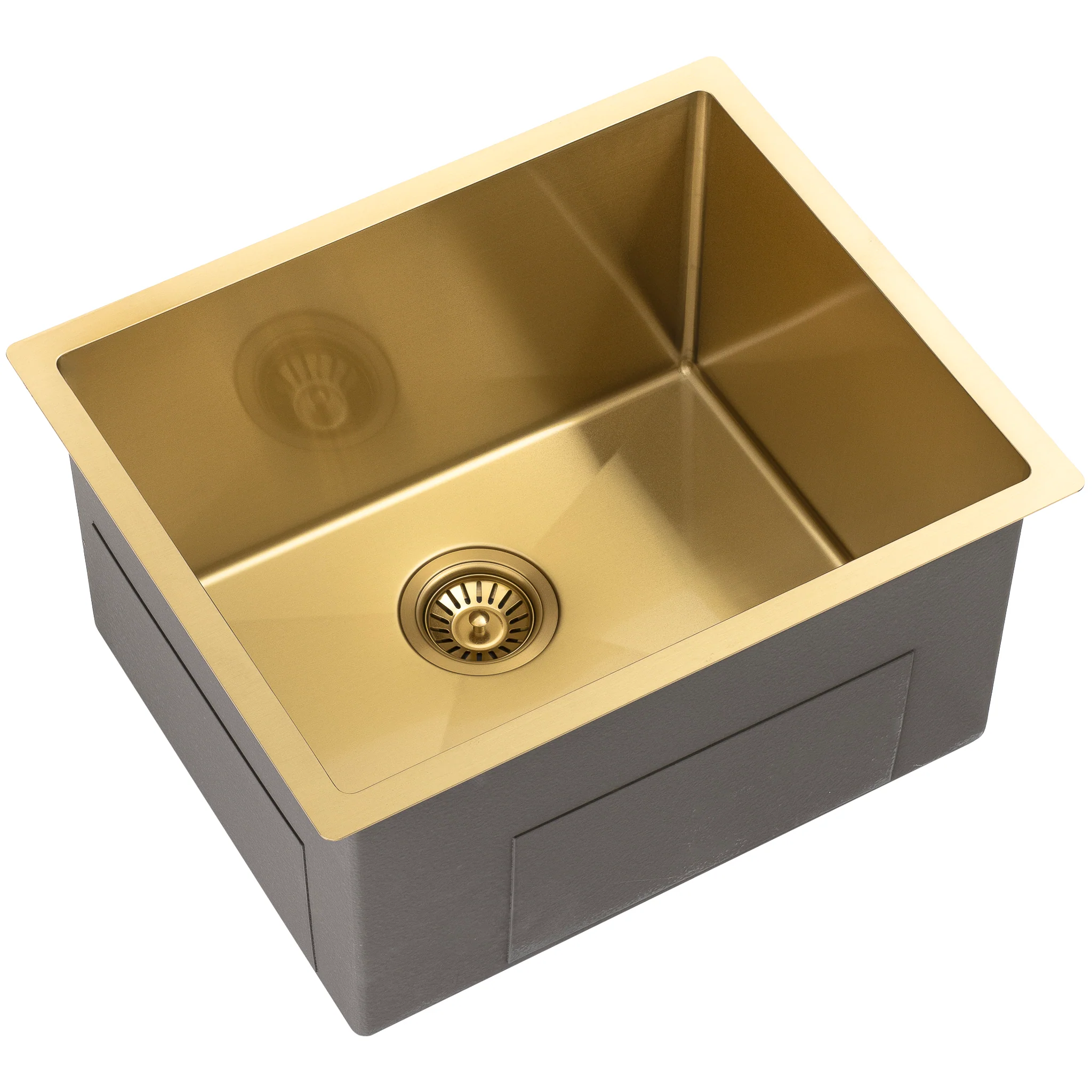 Retto II 550mm x 450mm x 300mm Extra Height Stainless Steel Sink, Brushed Brass Gold - Image 4