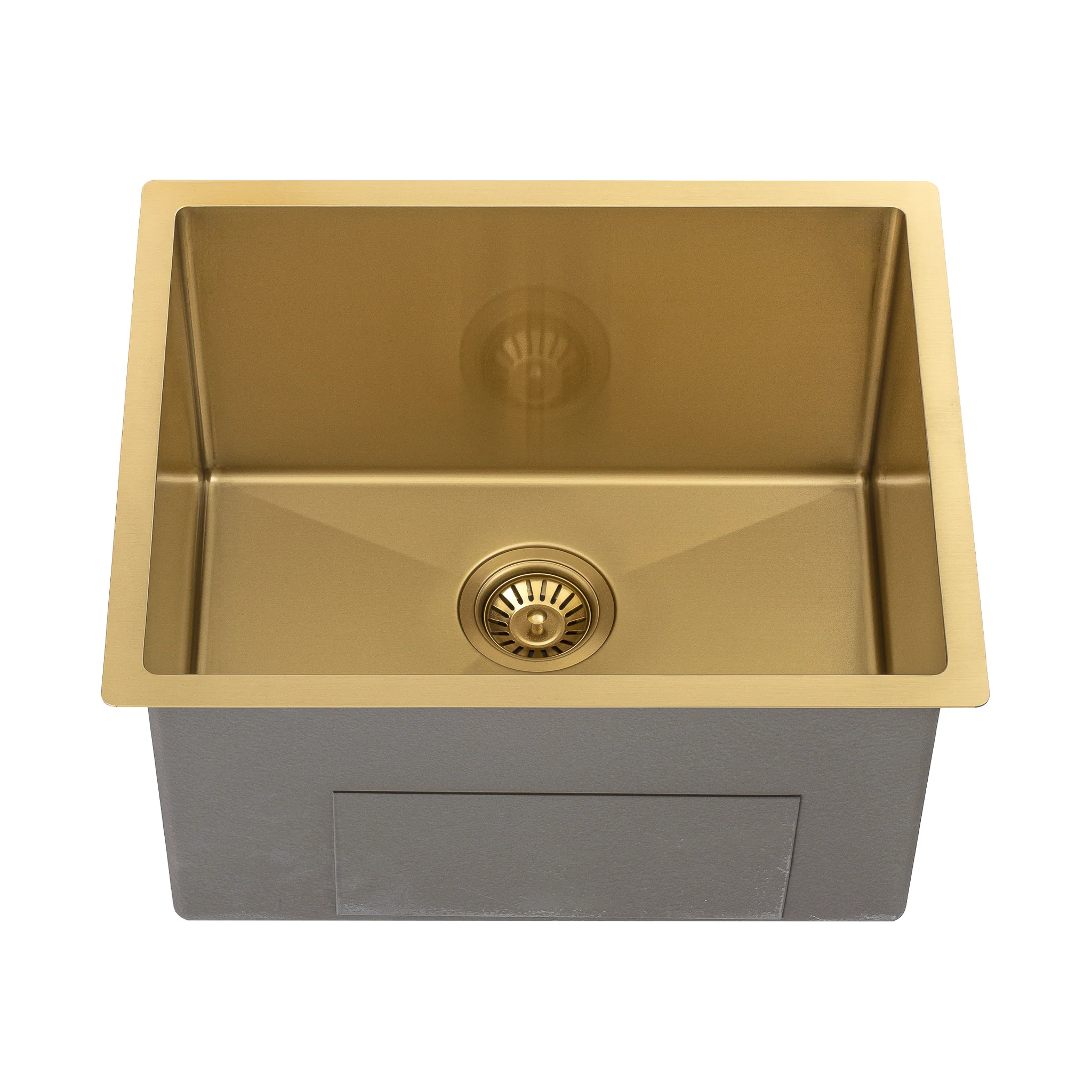 Retto II 550mm x 450mm x 300mm Extra Height Stainless Steel Sink, Brushed Brass Gold - Image 5