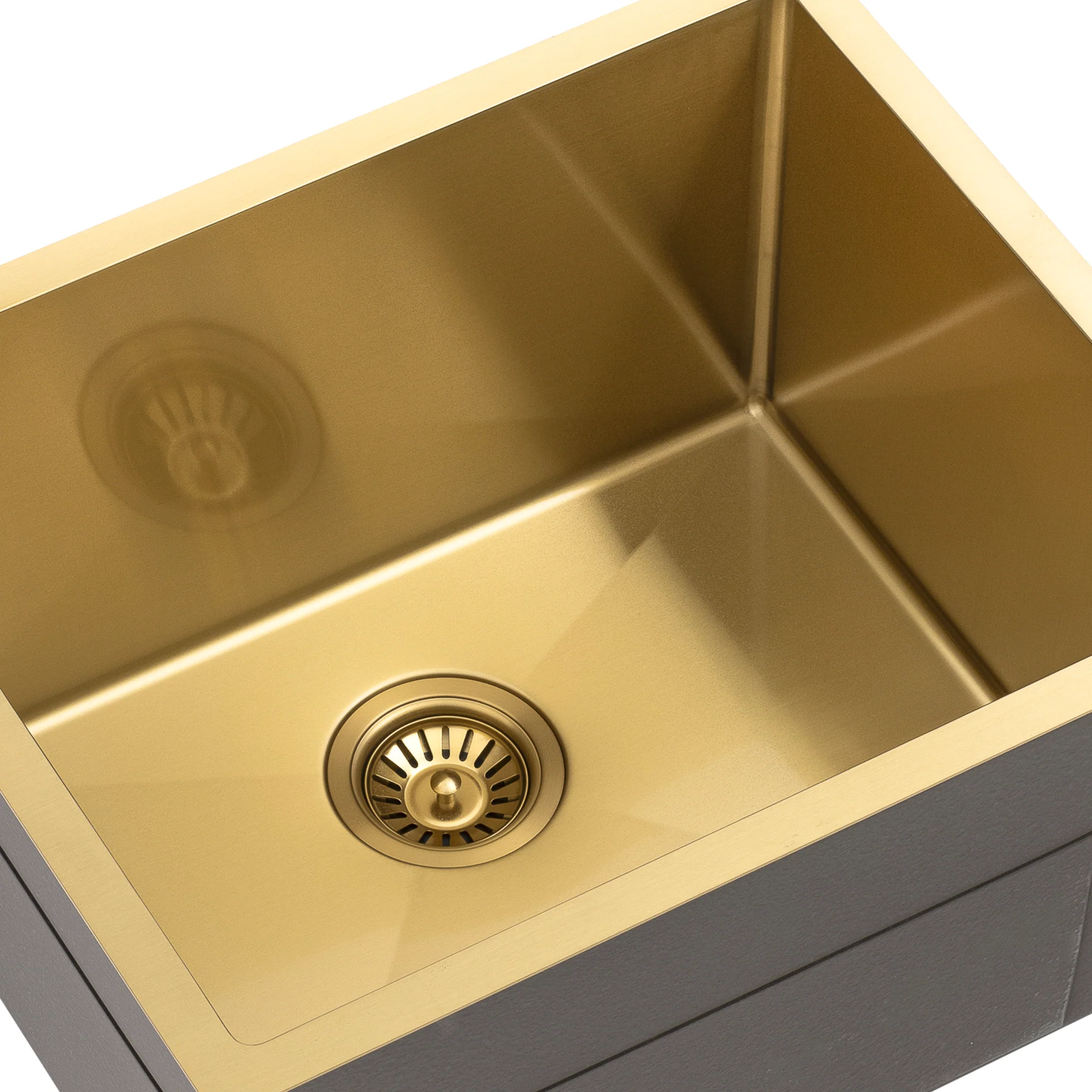 Retto II 550mm x 450mm x 300mm Extra Height Stainless Steel Sink, Brushed Brass Gold - Image 6
