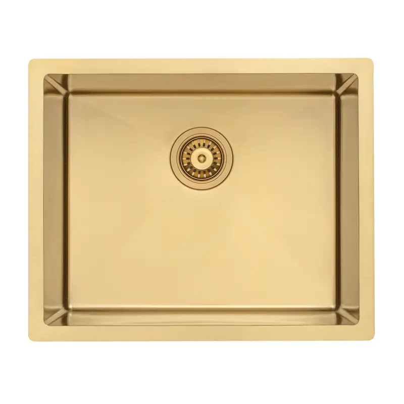 Retto II 550mm x 450mm x 300mm Extra Height Stainless Steel Sink, Brushed Brass Gold - Image 7