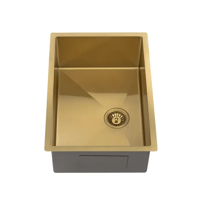 Retto II 650mm x 450mm x 230mm Stainless Steel Sink, Brushed Brass Gold - Image 3