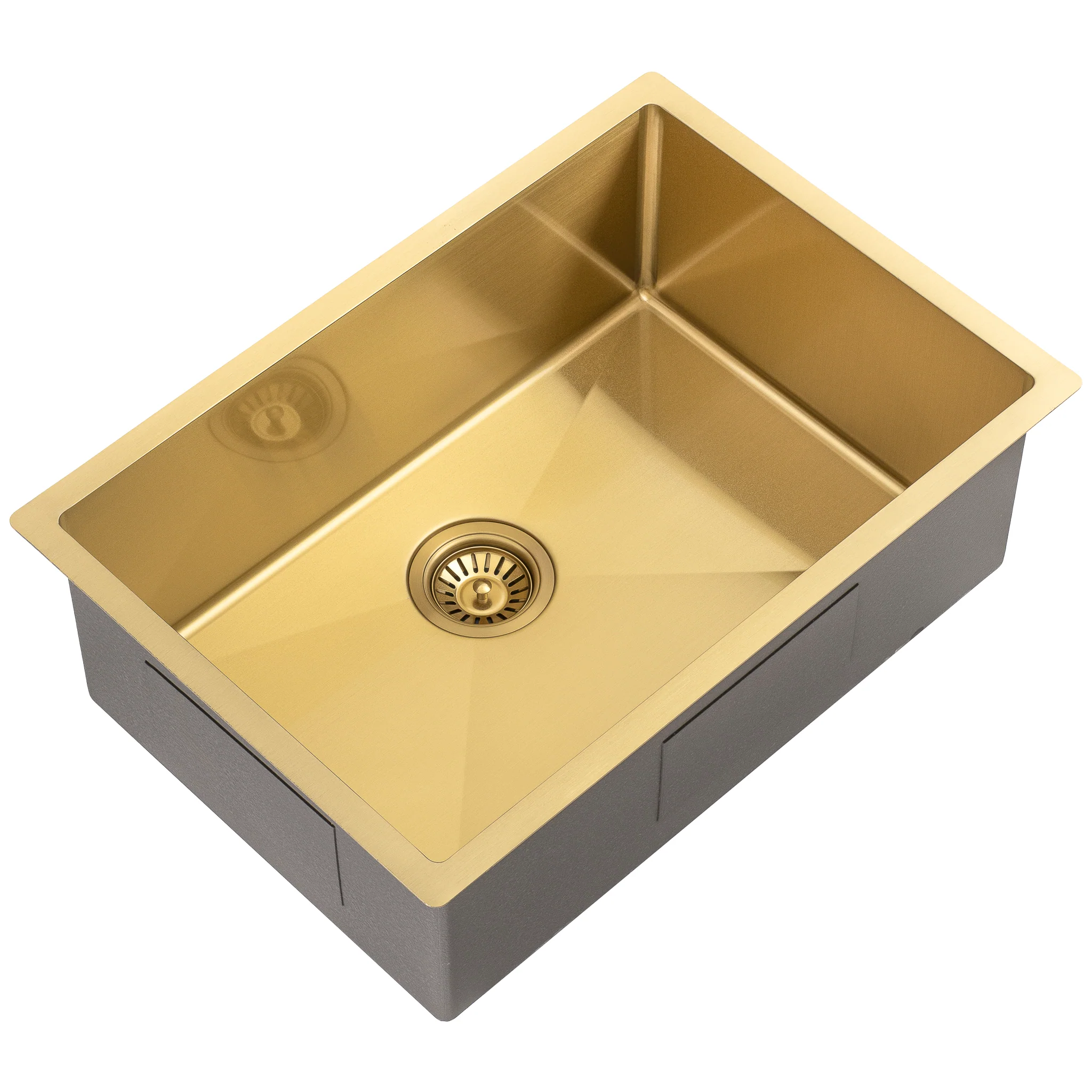 Retto II 650mm x 450mm x 230mm Stainless Steel Sink, Brushed Brass Gold - Image 4
