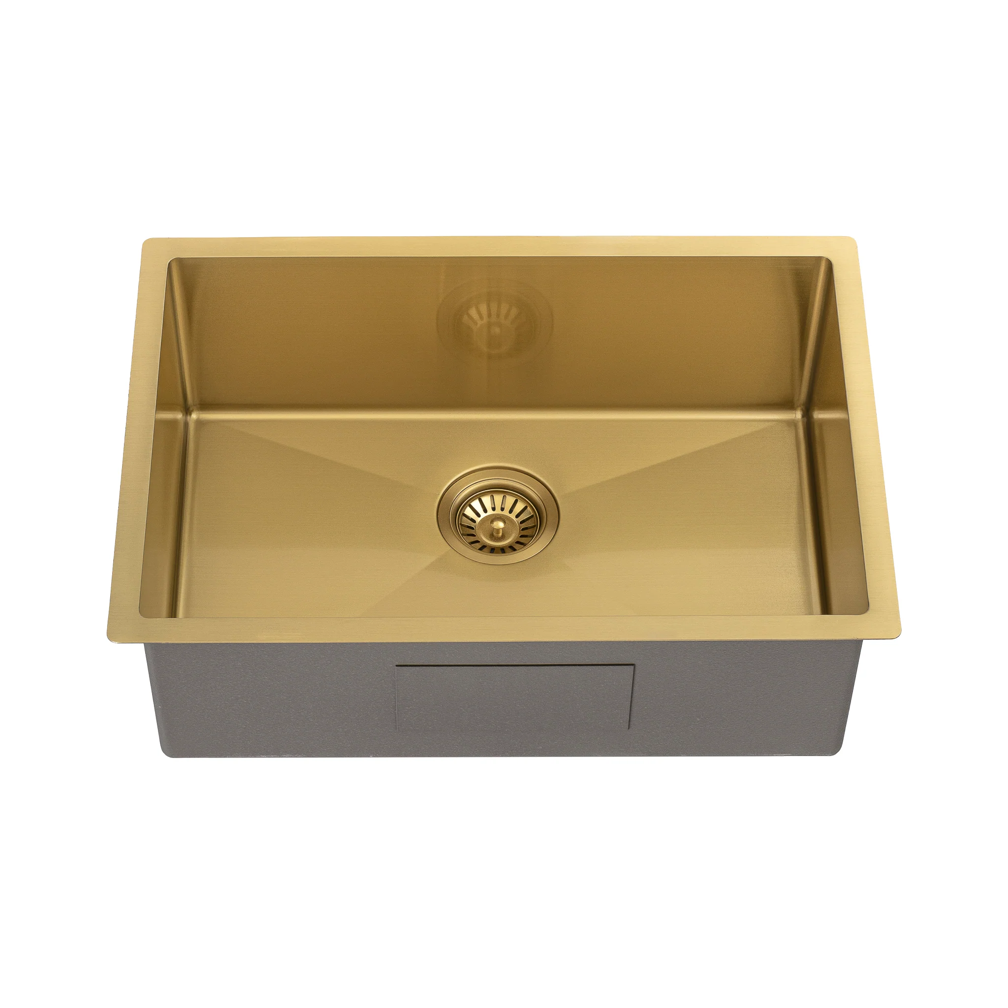 Retto II 650mm x 450mm x 230mm Stainless Steel Sink, Brushed Brass Gold - Image 5