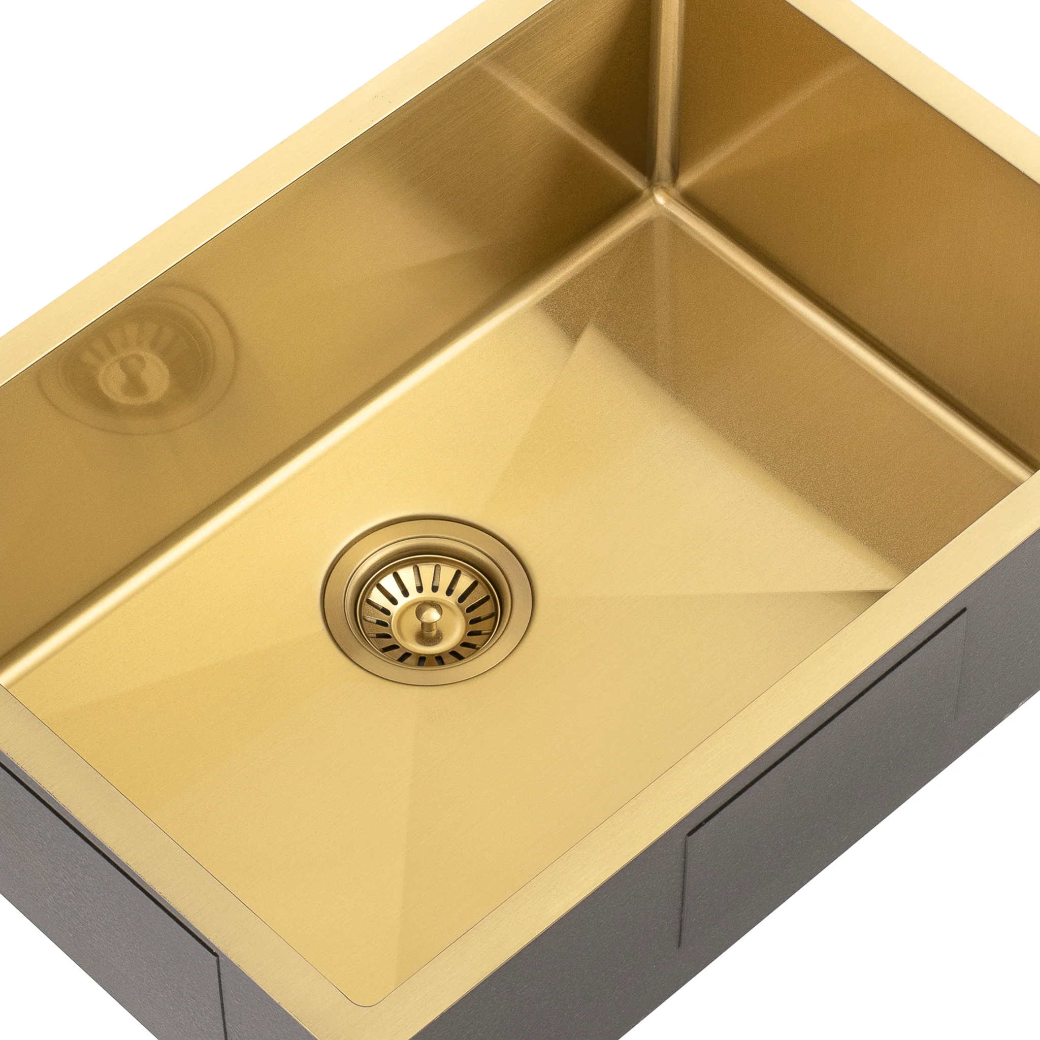 Retto II 650mm x 450mm x 230mm Stainless Steel Sink, Brushed Brass Gold - Image 6