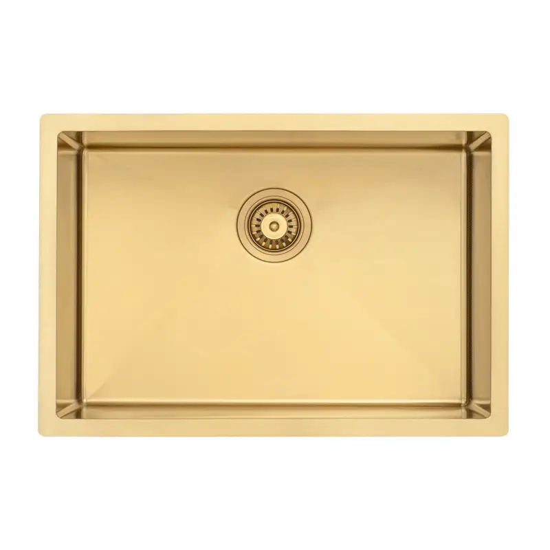 Retto II 650mm x 450mm x 230mm Stainless Steel Sink, Brushed Brass Gold - Image 7