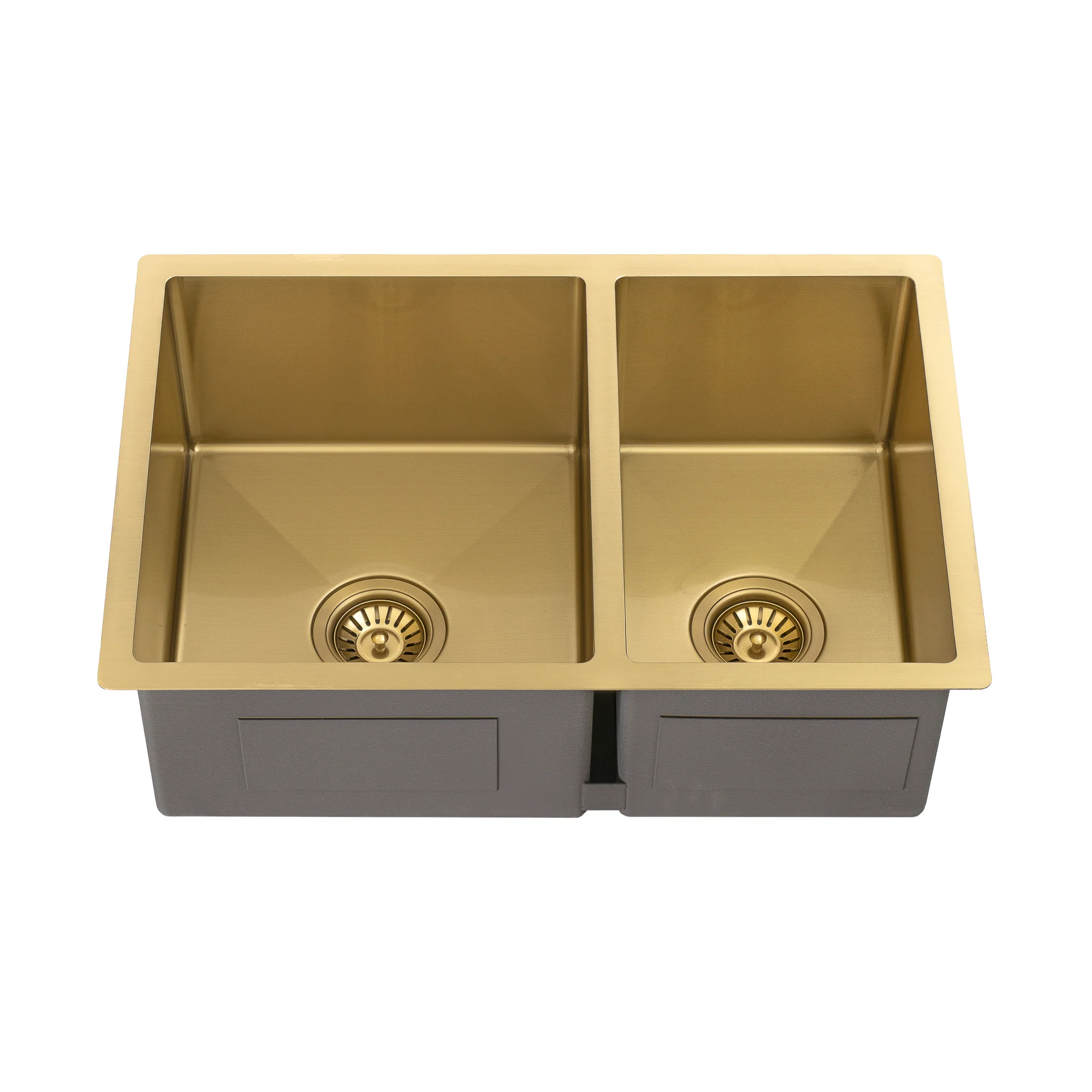 Retto II 675mm x 450mm x 230mm Stainless Steel Double Sink, Brushed Brass Gold - Image 5