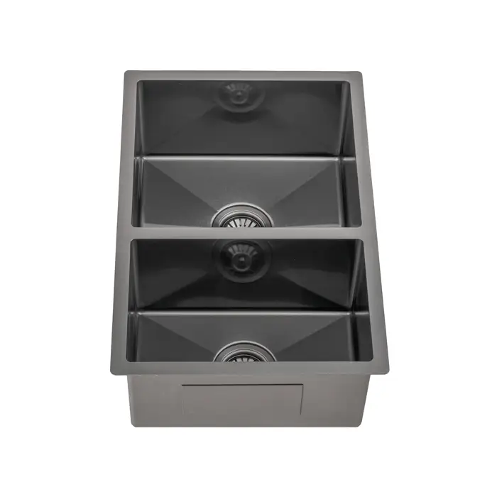 Retto II 675mm x 450mm x 230mm Stainless Steel Double Sink, Brushed Gunmetal Black - Image 3