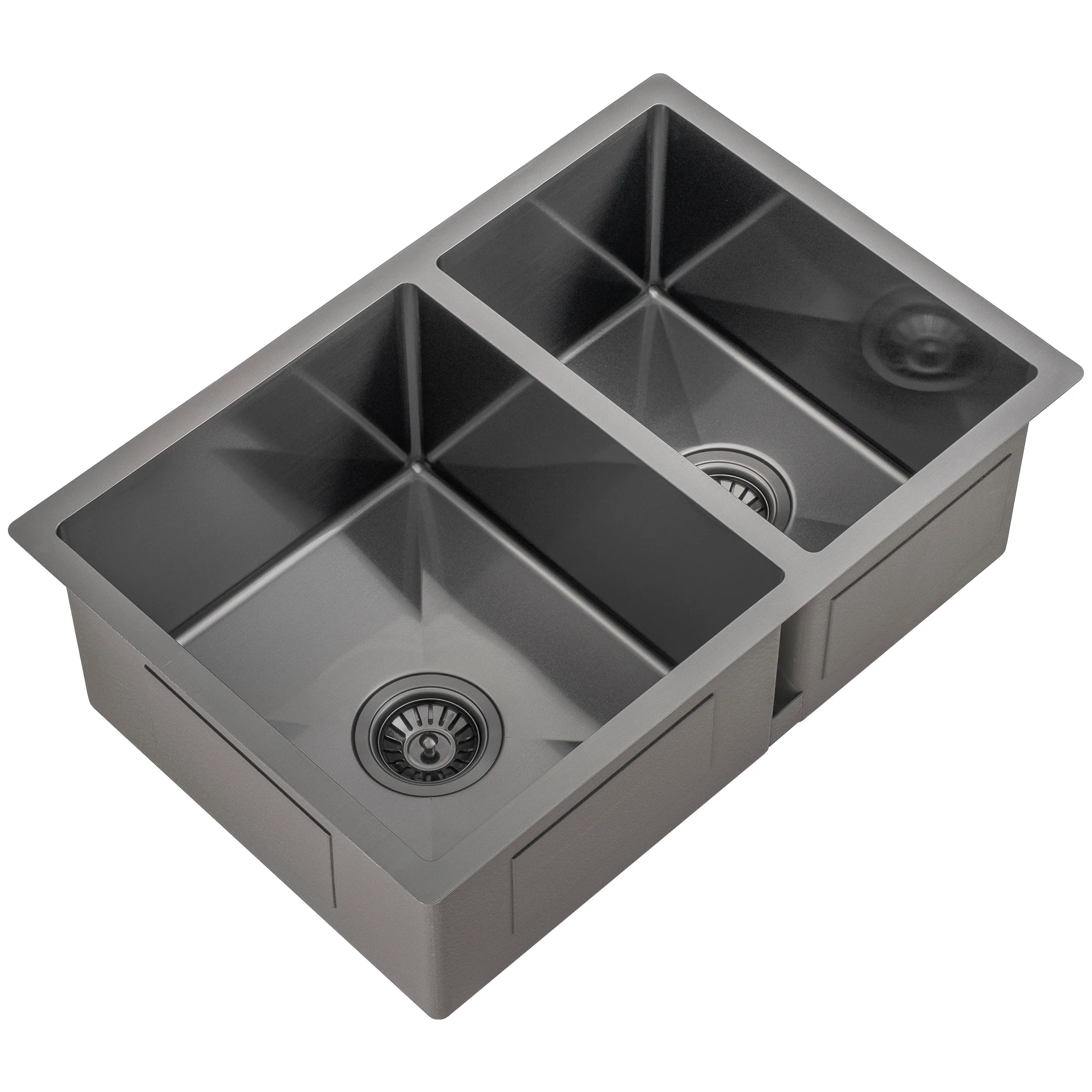 Retto II 675mm x 450mm x 230mm Stainless Steel Double Sink, Brushed Gunmetal Black - Image 4