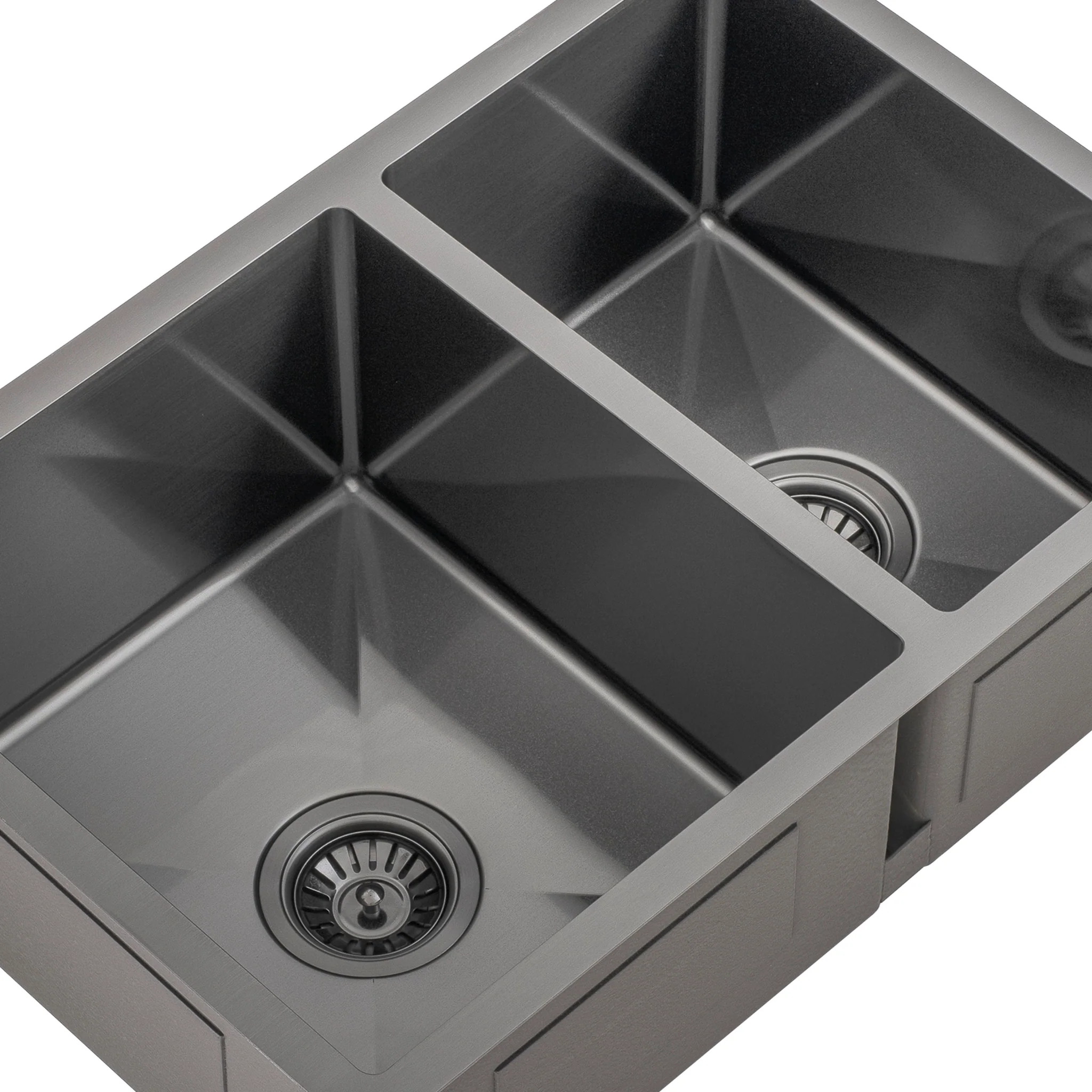 Retto II 675mm x 450mm x 230mm Stainless Steel Double Sink, Brushed Gunmetal Black - Image 6