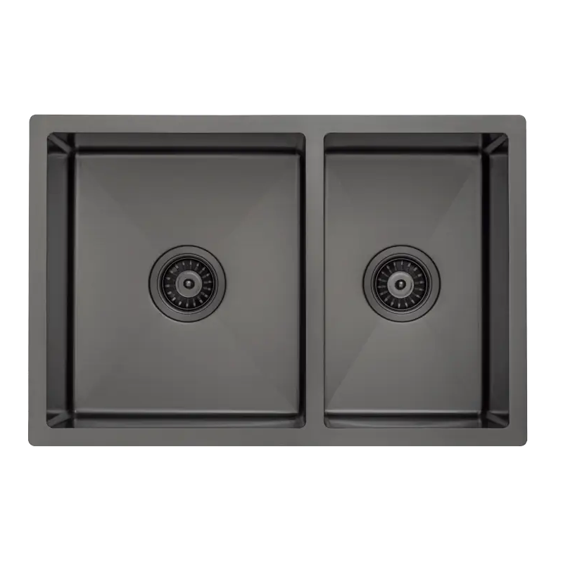 Retto II 675mm x 450mm x 230mm Stainless Steel Double Sink, Brushed Gunmetal Black - Image 7
