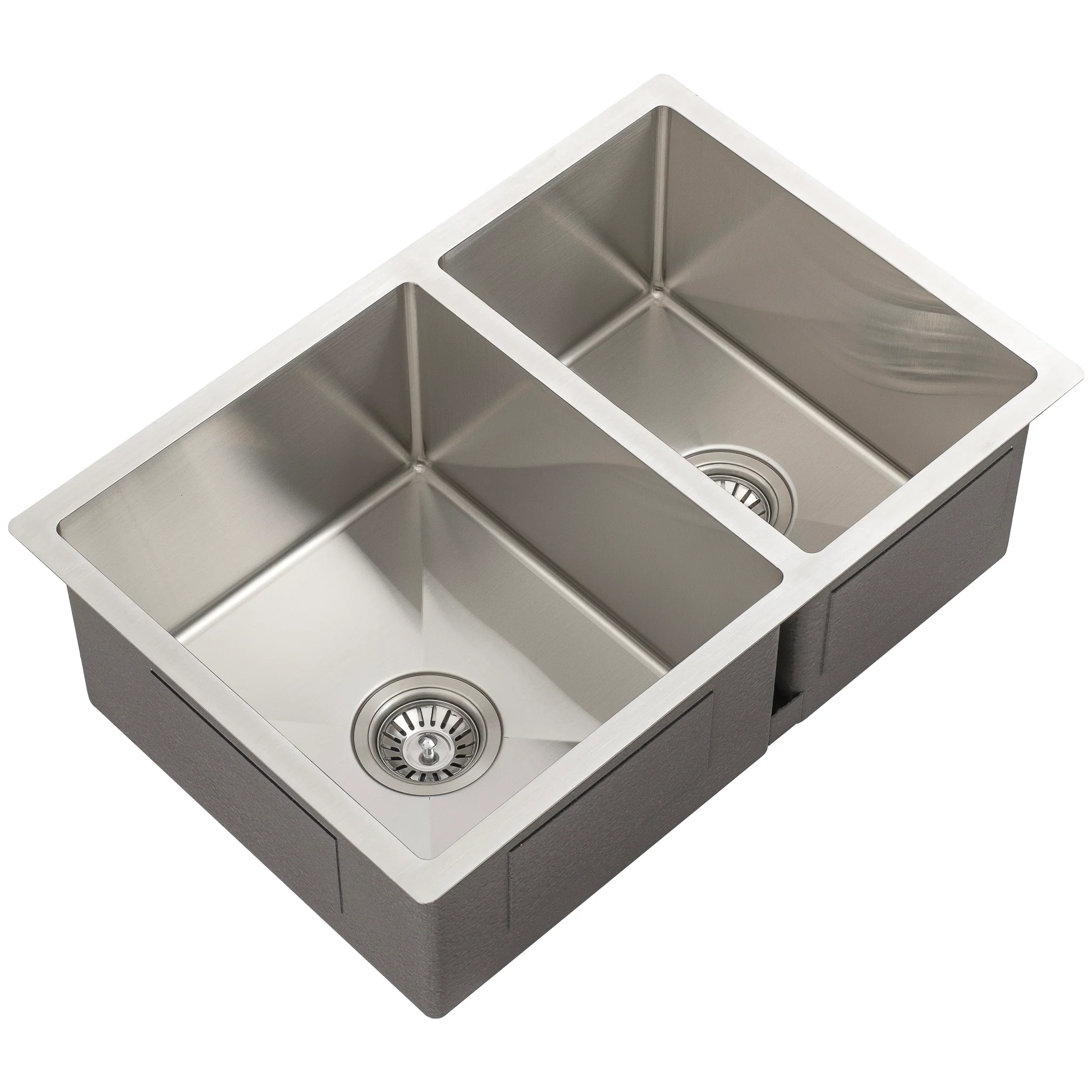 Retto II 675mm x 450mm x 230mm Stainless Steel Double Sink, Brushed SS Nickel - Image 4