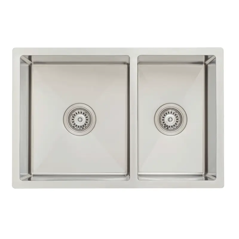 Retto II 675mm x 450mm x 230mm Stainless Steel Double Sink, Brushed SS Nickel - Image 7