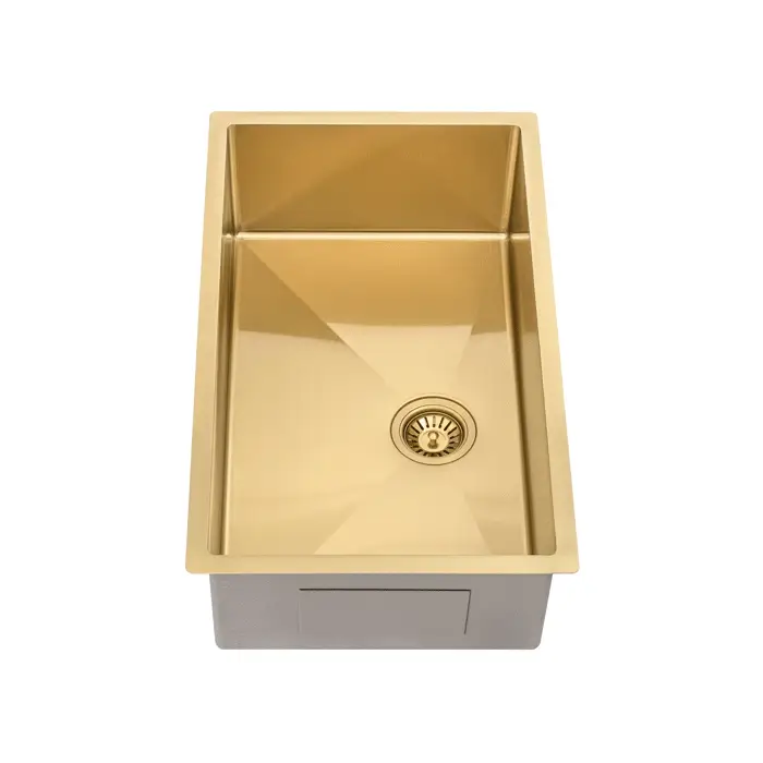 Retto II 750mm x 450mm x 230mm Stainless Steel Sink, Brushed Brass Gold - Image 3