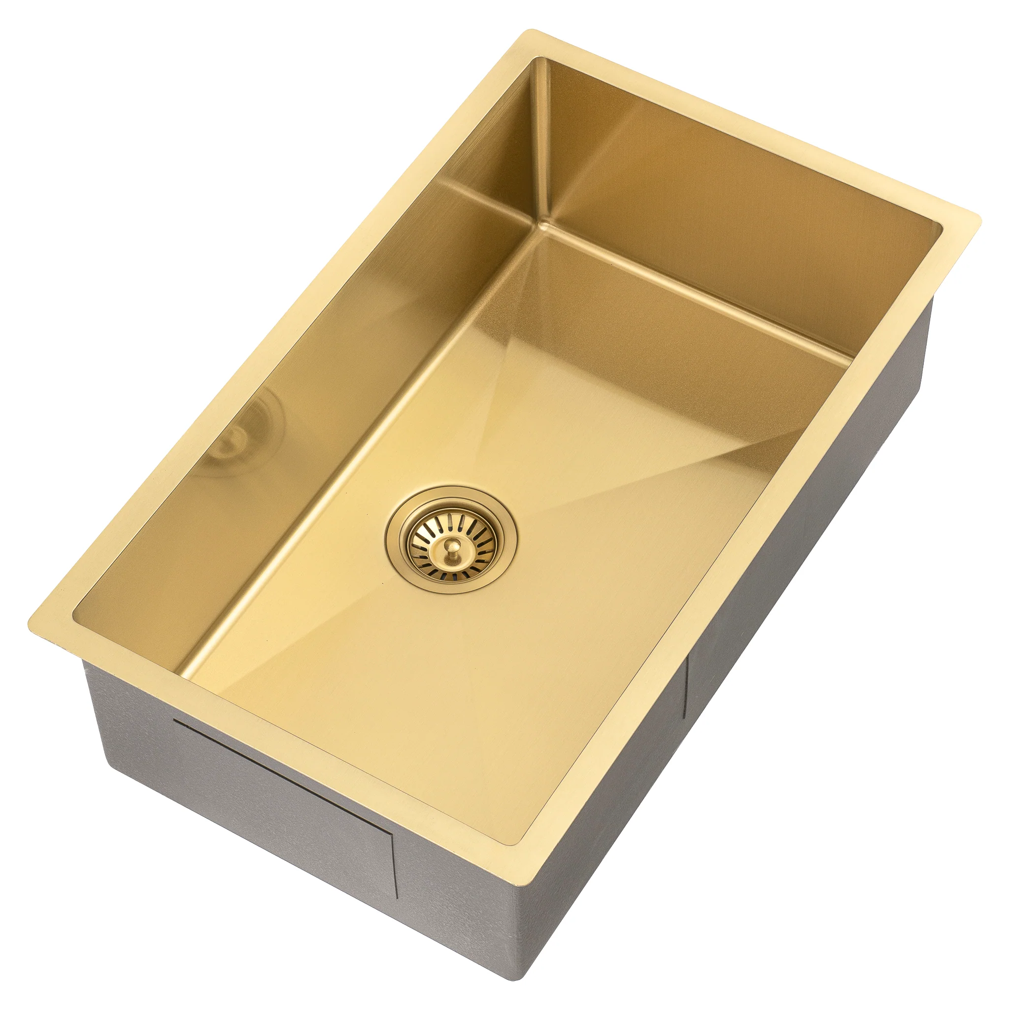 Retto II 750mm x 450mm x 230mm Stainless Steel Sink, Brushed Brass Gold - Image 4