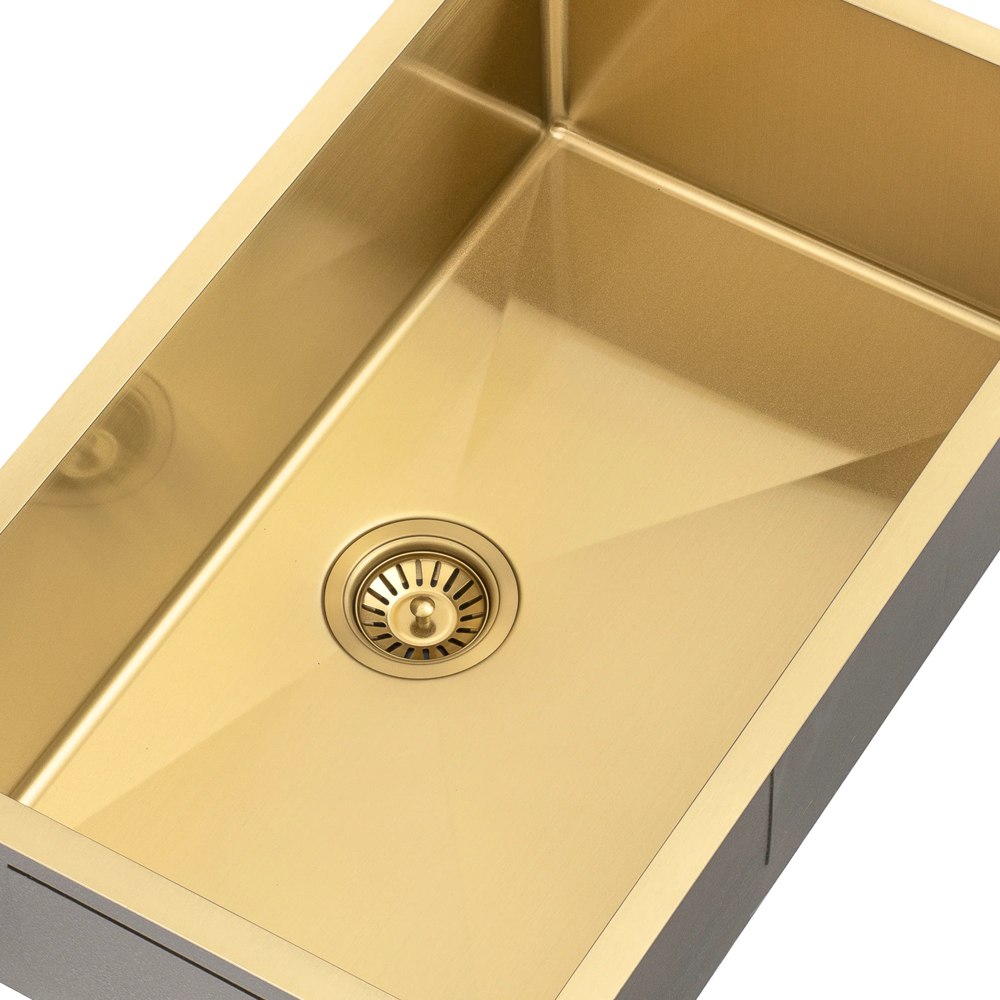 Retto II 750mm x 450mm x 230mm Stainless Steel Sink, Brushed Brass Gold - Image 6
