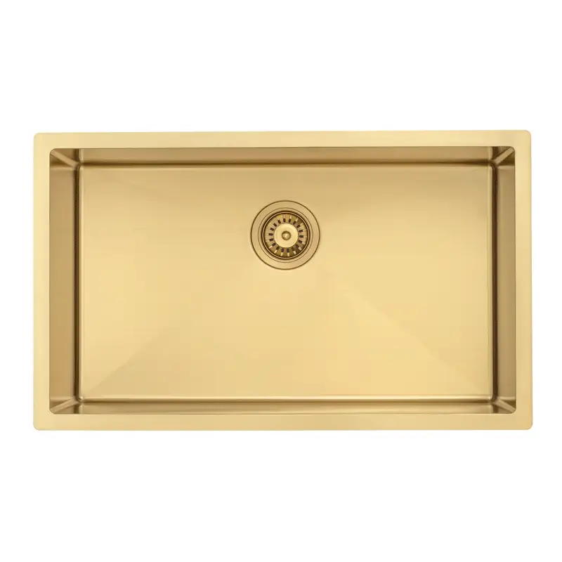 Retto II 750mm x 450mm x 230mm Stainless Steel Sink, Brushed Brass Gold - Image 7