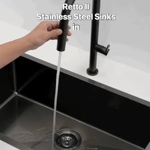 Retto II 1190mm x 450mm x 230mm Stainless Steel Double Sink with Drainer, Brushed Gunmetal Black - Image 2